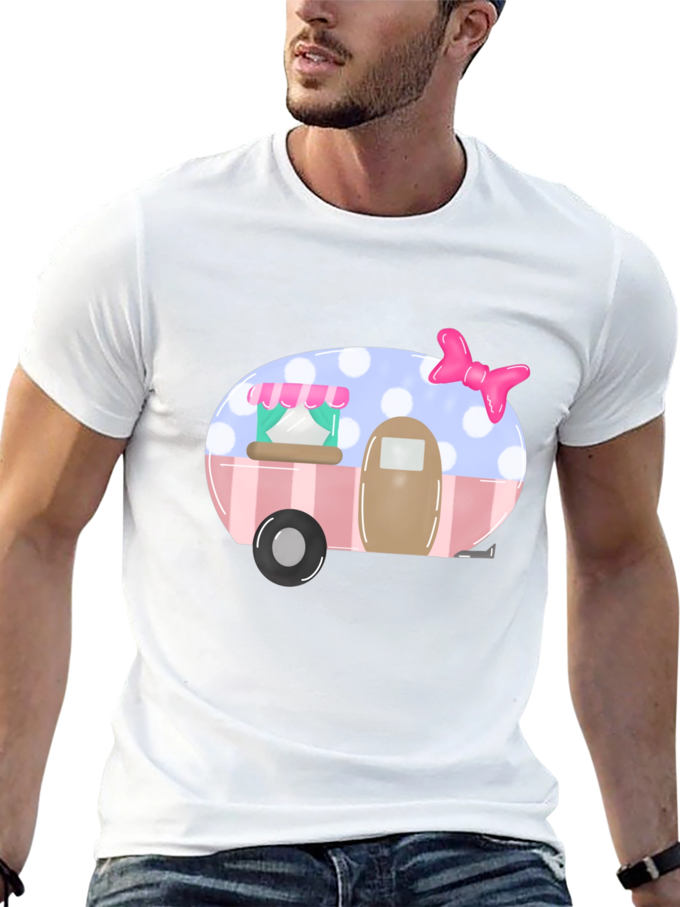 Cute Camper Graphic Tee - Black