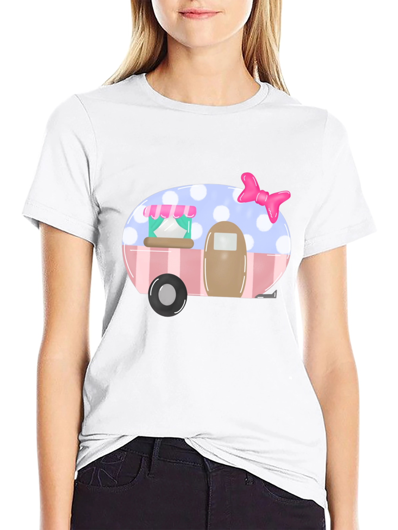 Cute Camper Graphic Tee - Black