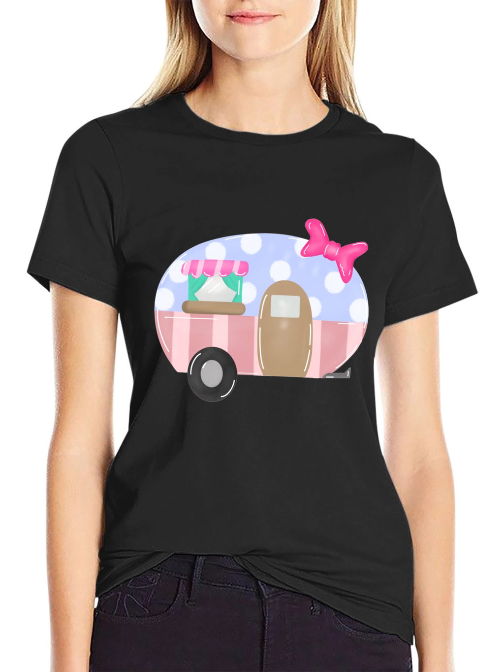 Cute Camper Graphic Tee - Black