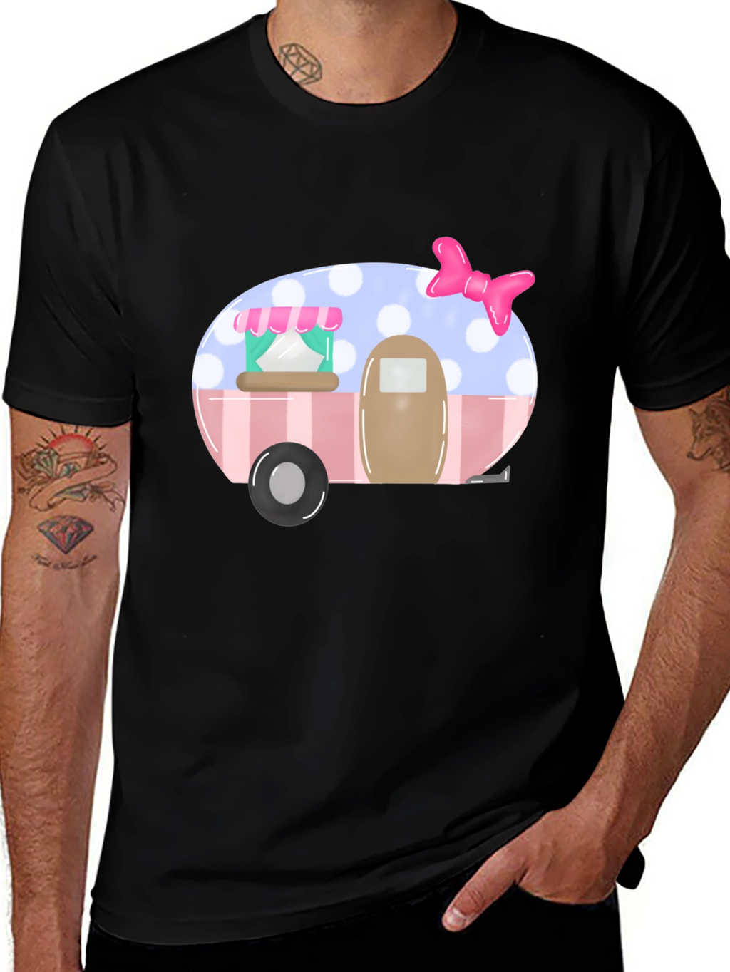 Cute Camper Graphic Tee - Black