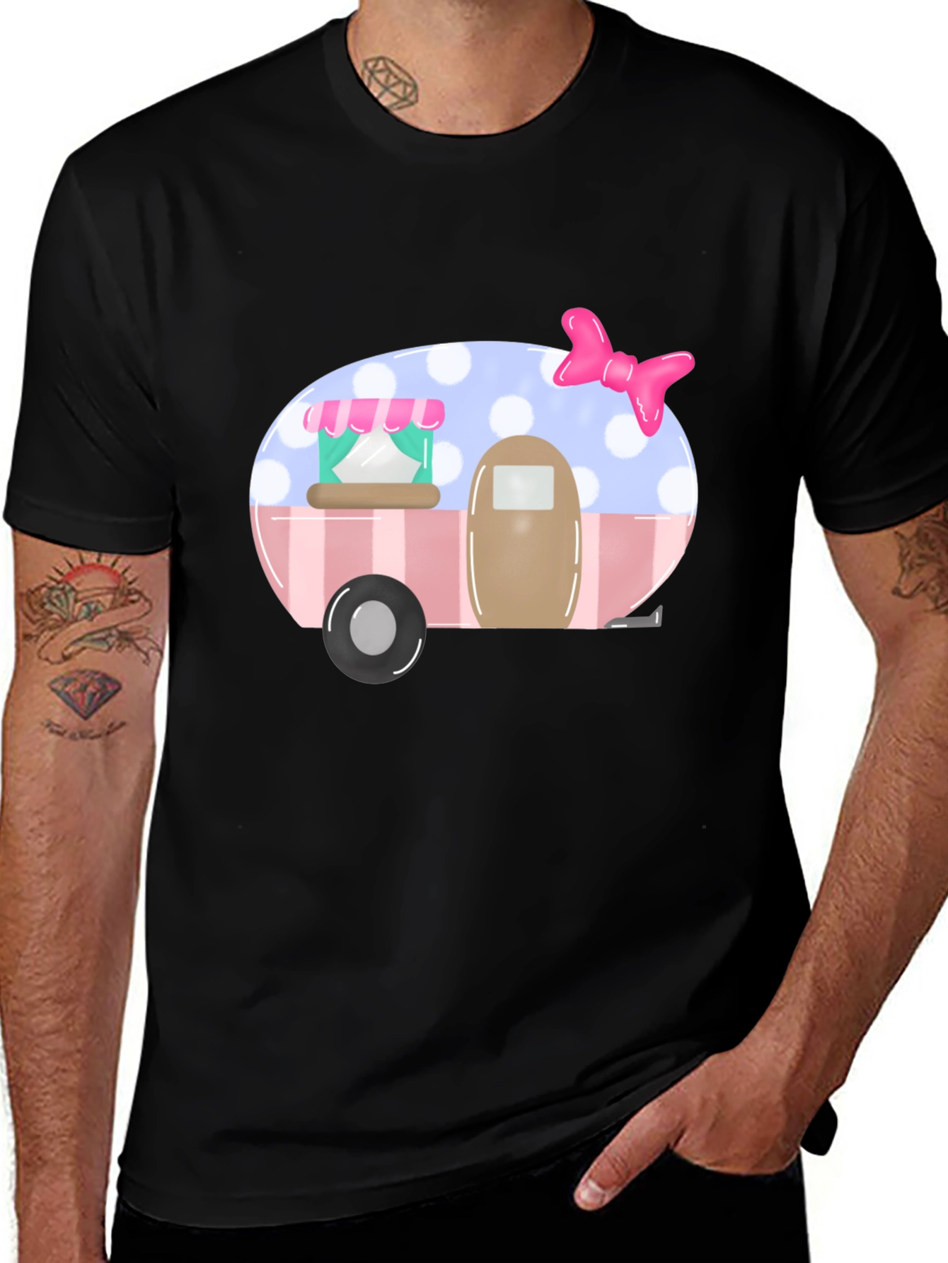 Cute Camper Graphic Tee - Black
