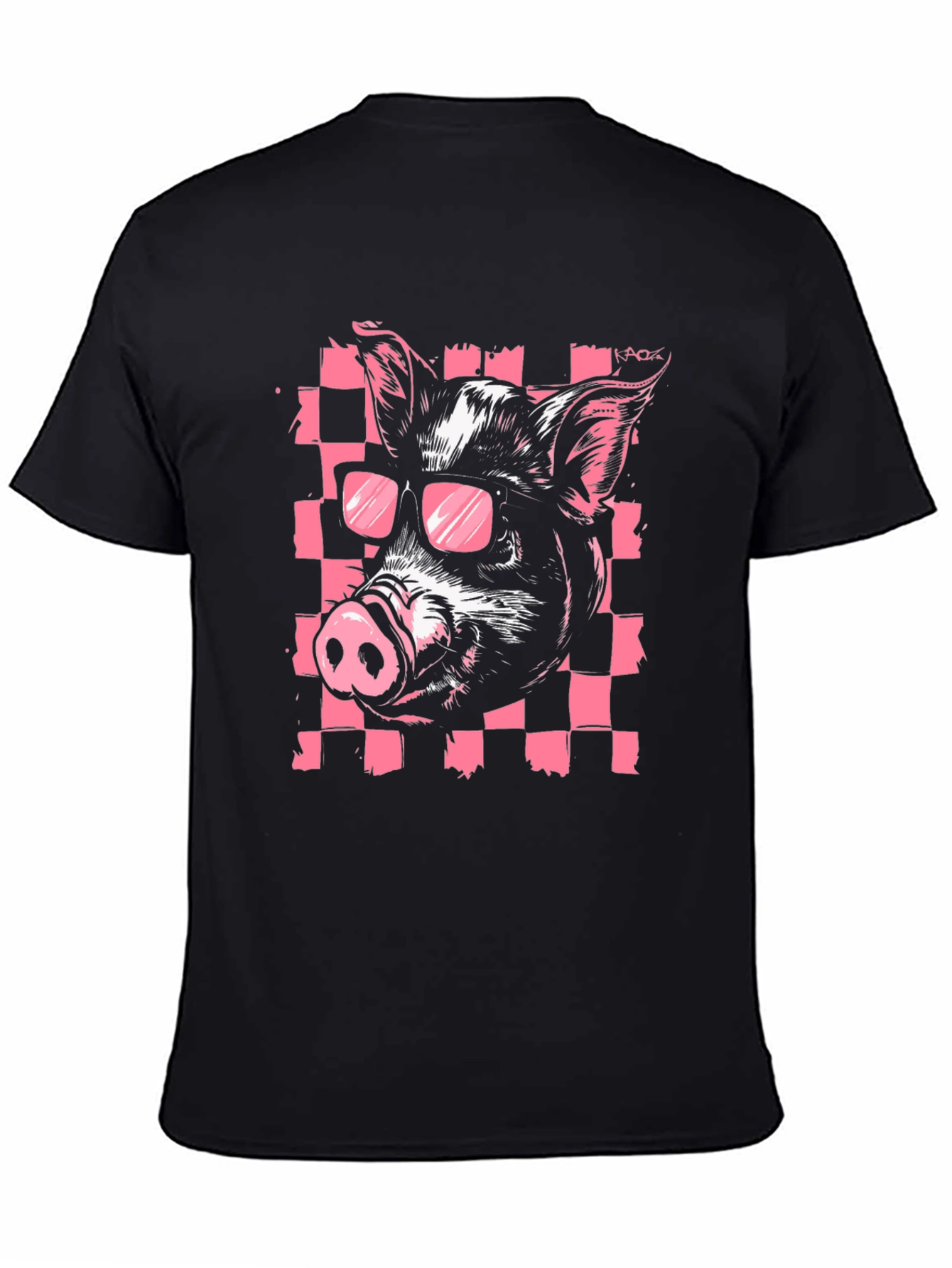 Cool Pig Graphic Print Black T-Shirt