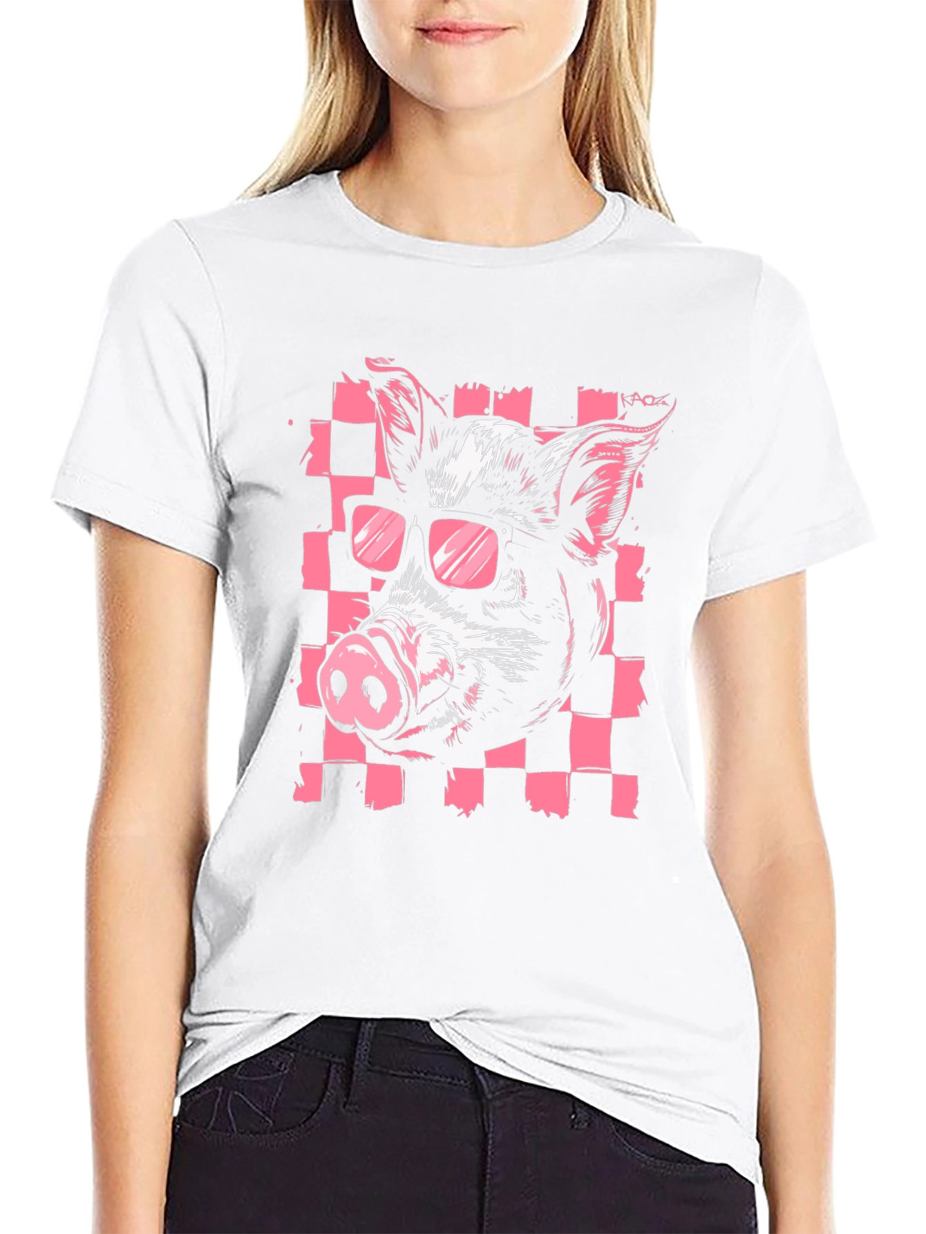 Cool Pig Graphic Print Black T-Shirt