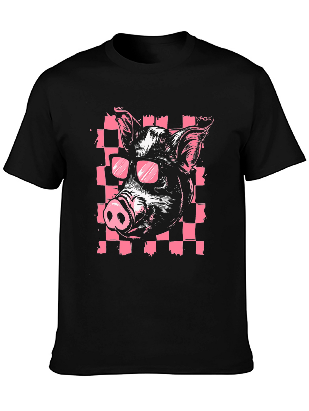 Cool Pig Graphic Print Black T-Shirt