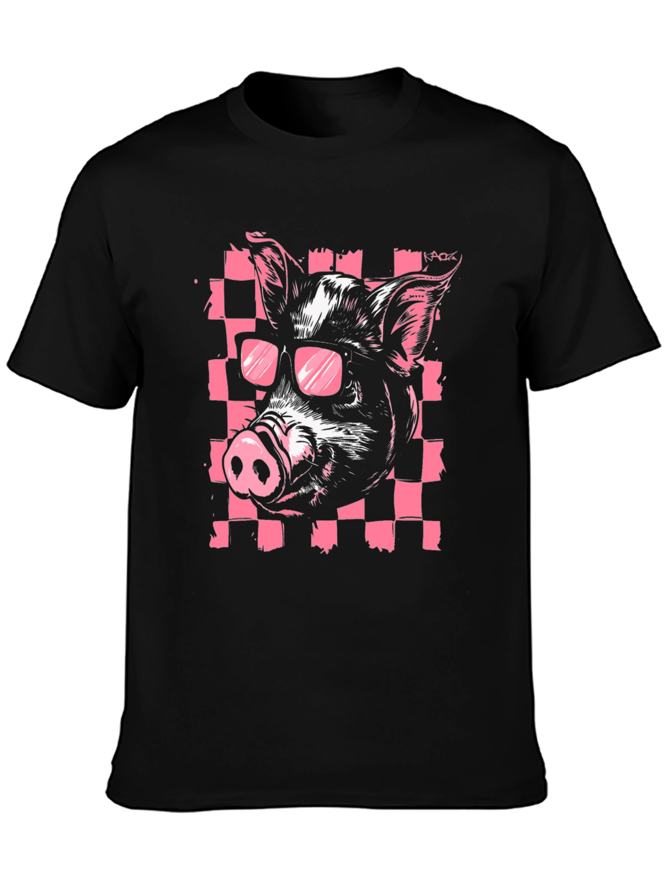 Cool Pig Graphic Print Black T-Shirt