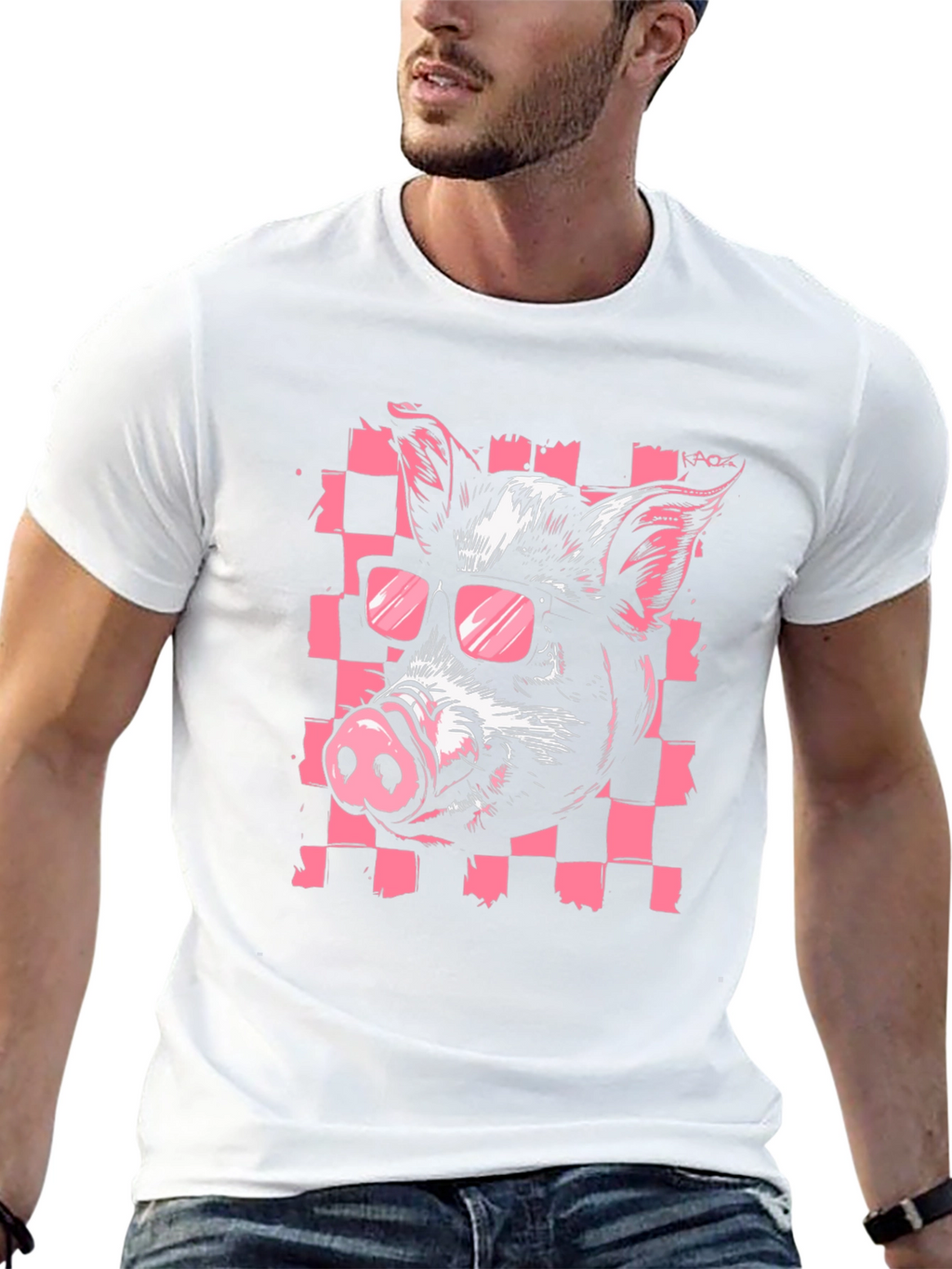 Cool Pig Graphic Print Black T-Shirt