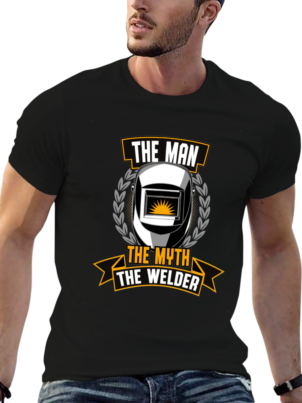 The Man The Myth The Welder Black T-Shirt