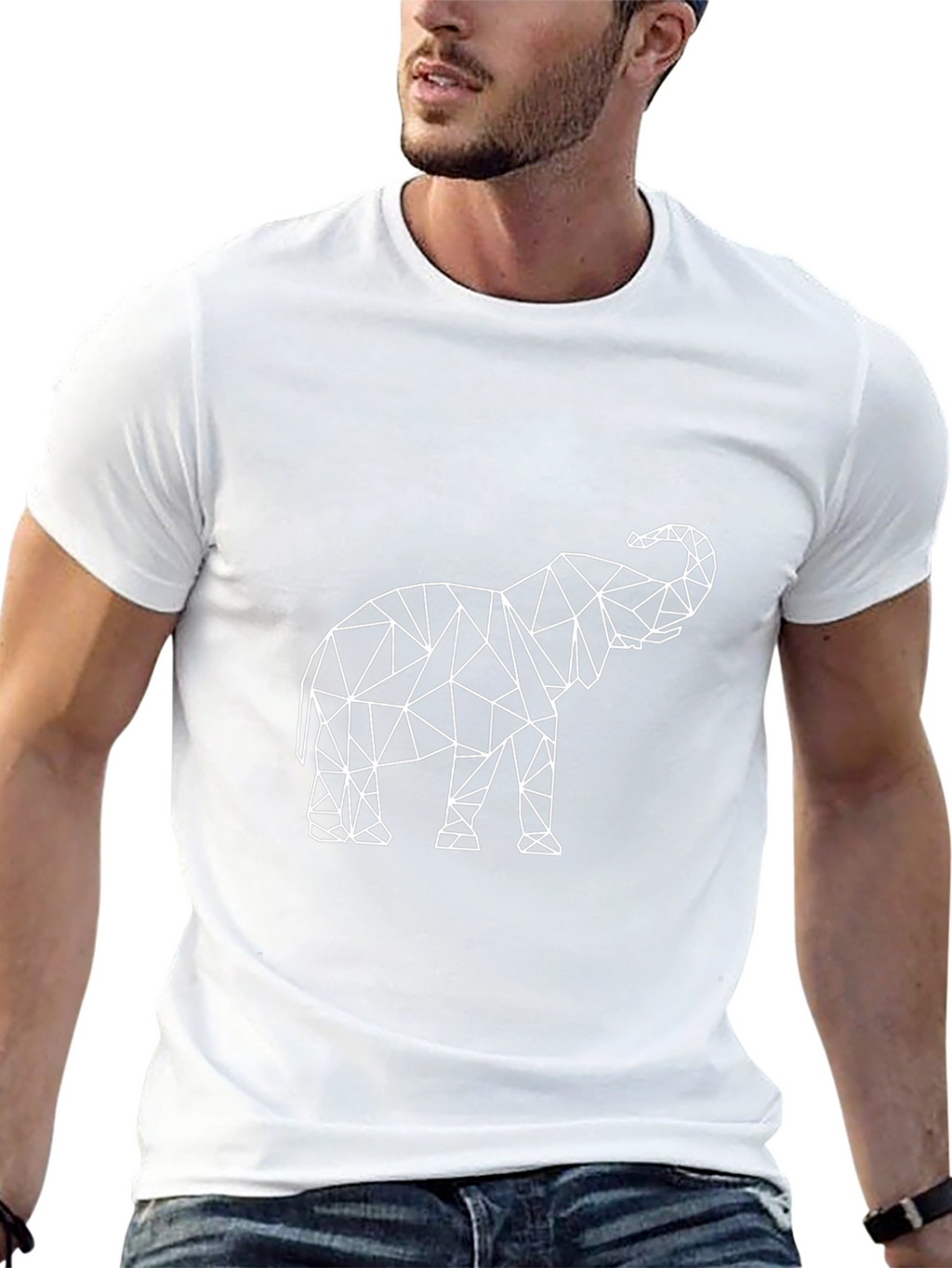 Geometric Elephant Graphic Tee - Modern Style