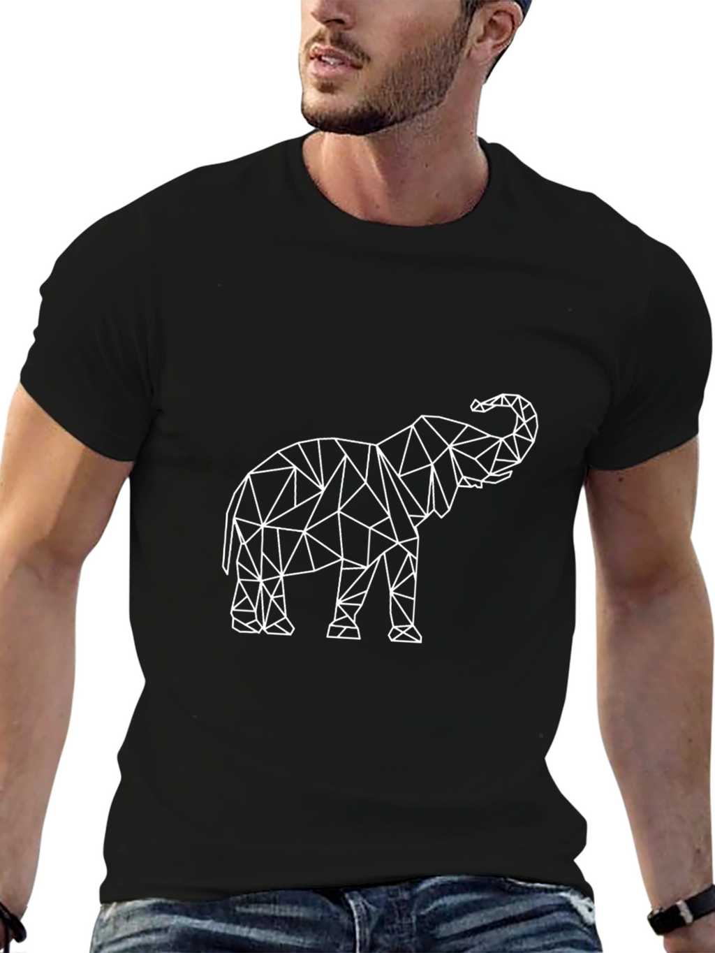 Geometric Elephant Graphic Tee - Modern Style