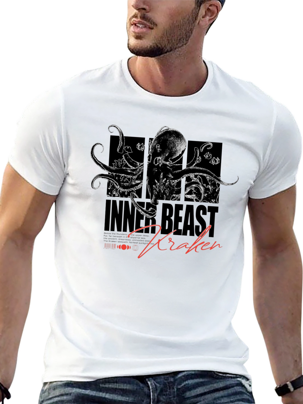 Inner Beast Kraken Black Graphic T-Shirt
