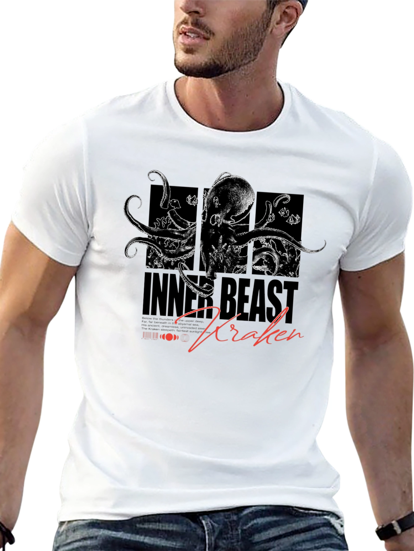 Inner Beast Kraken Black Graphic T-Shirt