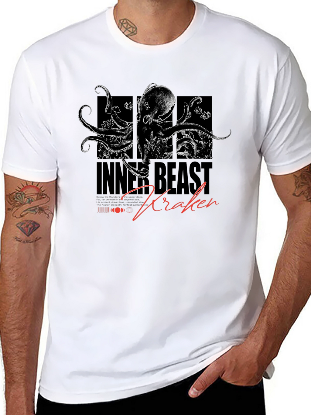 Inner Beast Kraken Black Graphic T-Shirt