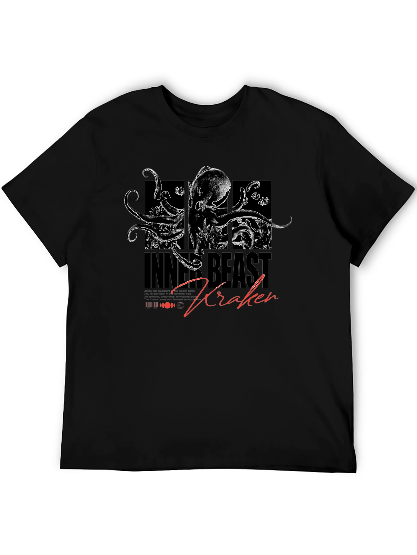 Inner Beast Kraken Black Graphic T-Shirt