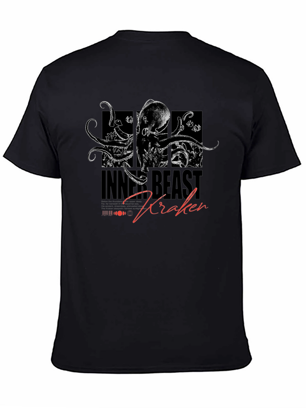 Inner Beast Kraken Black Graphic T-Shirt