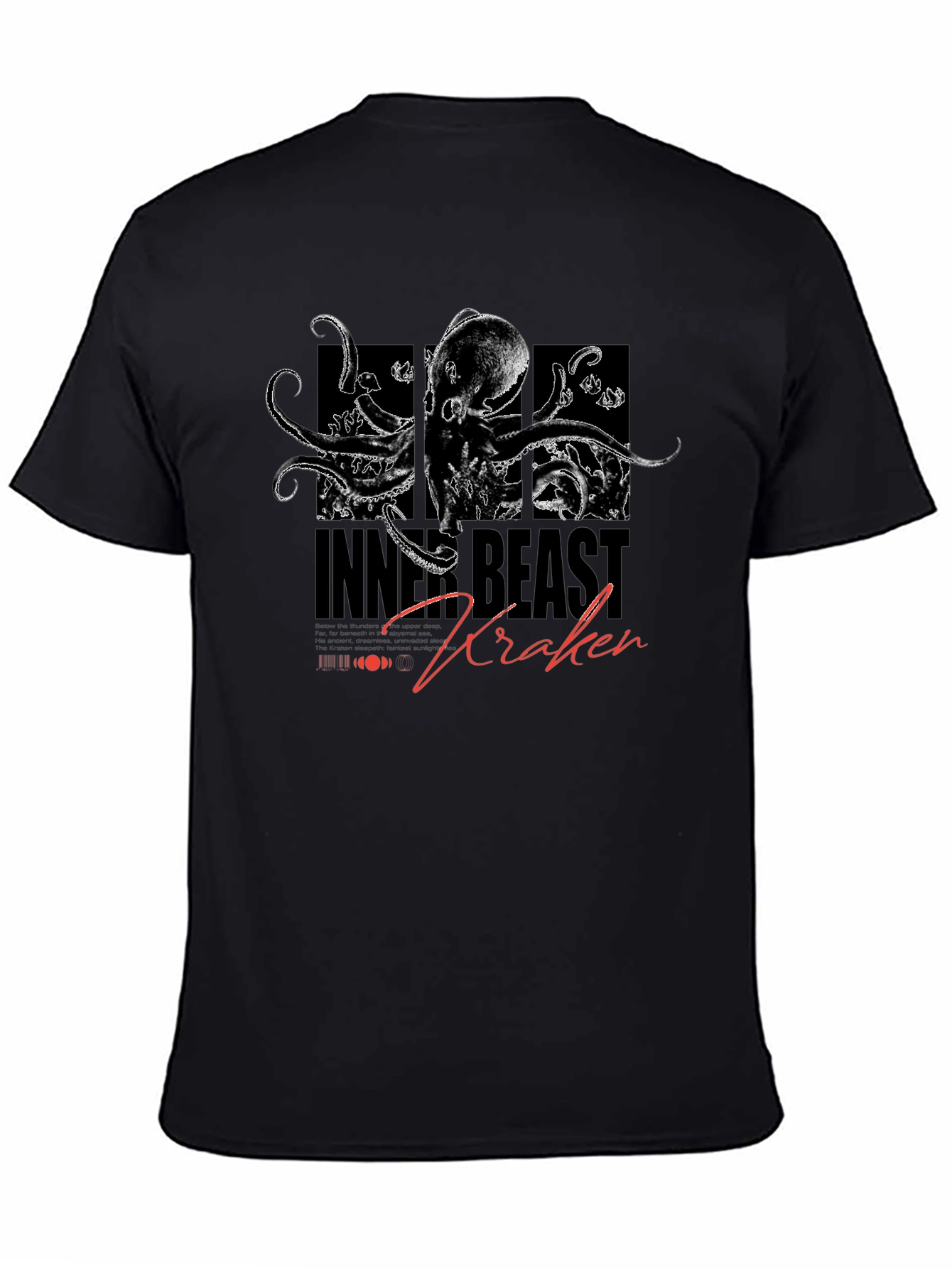 Inner Beast Kraken Black Graphic T-Shirt