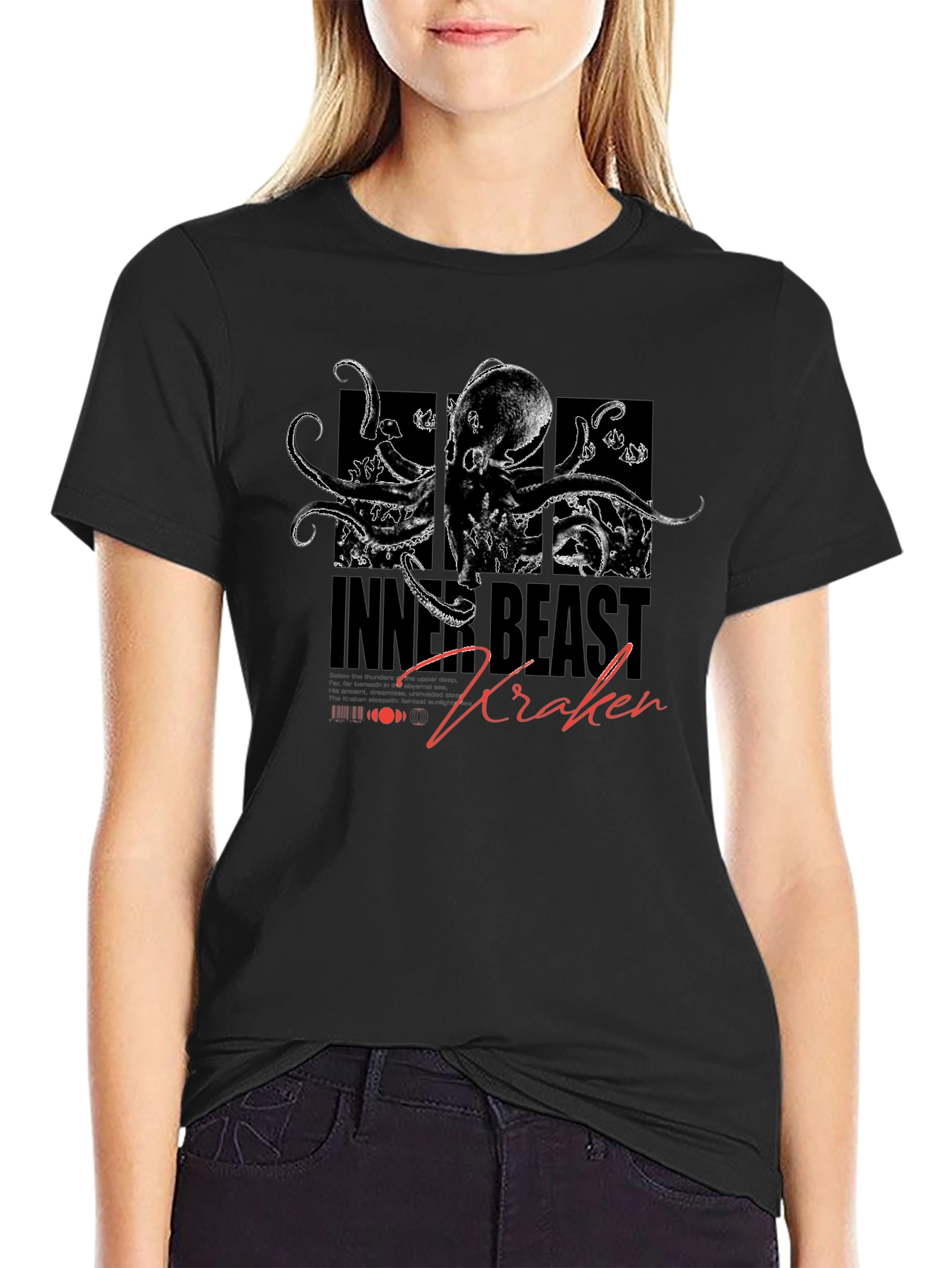 Inner Beast Kraken Black Graphic T-Shirt