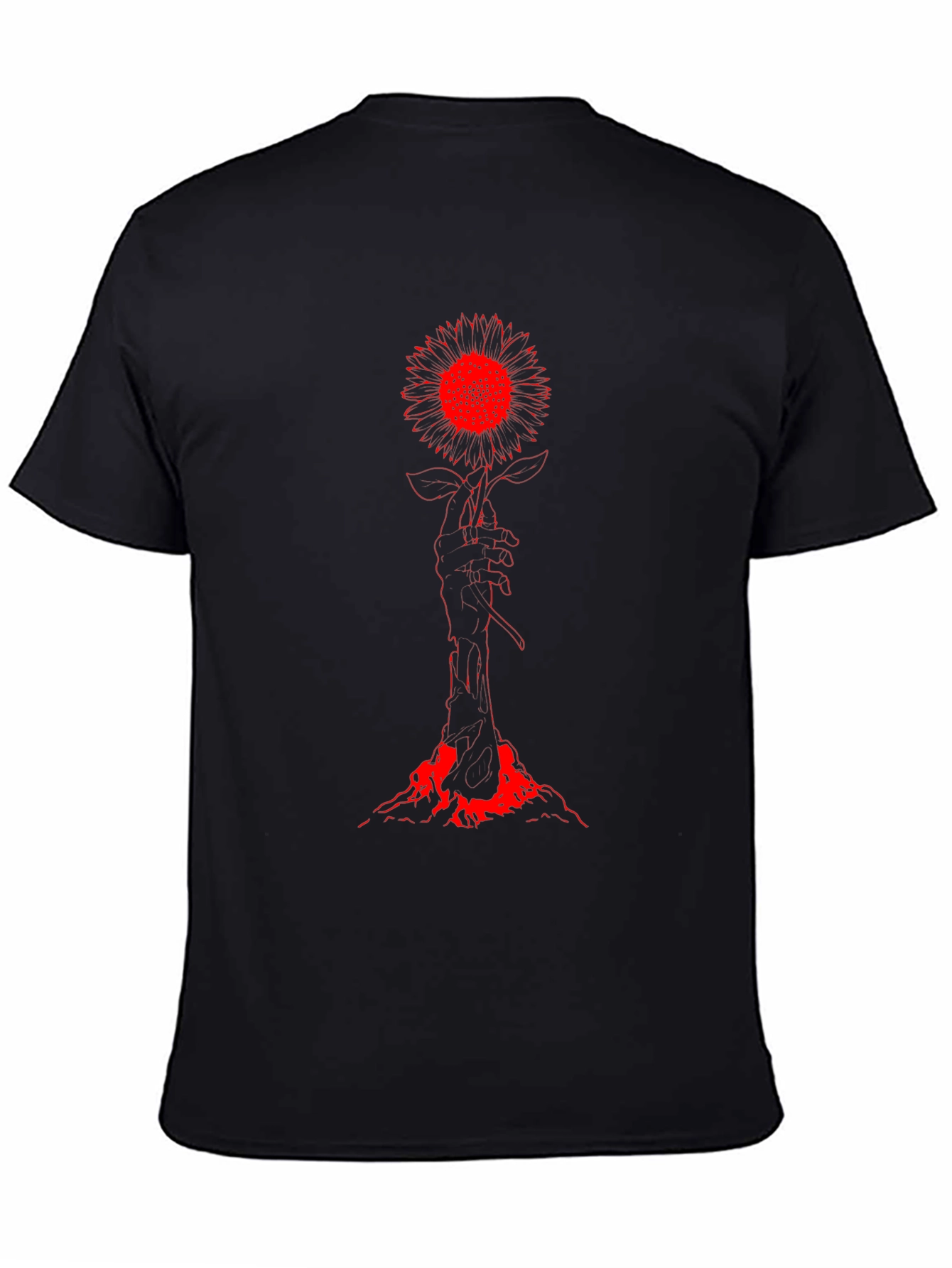 Red Sunflower Graphic Tee - Dark Aesthetic