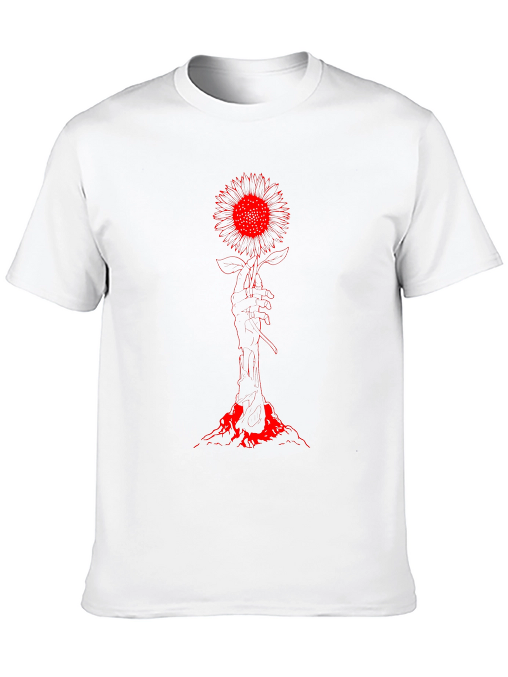 Red Sunflower Graphic Tee - Dark Aesthetic