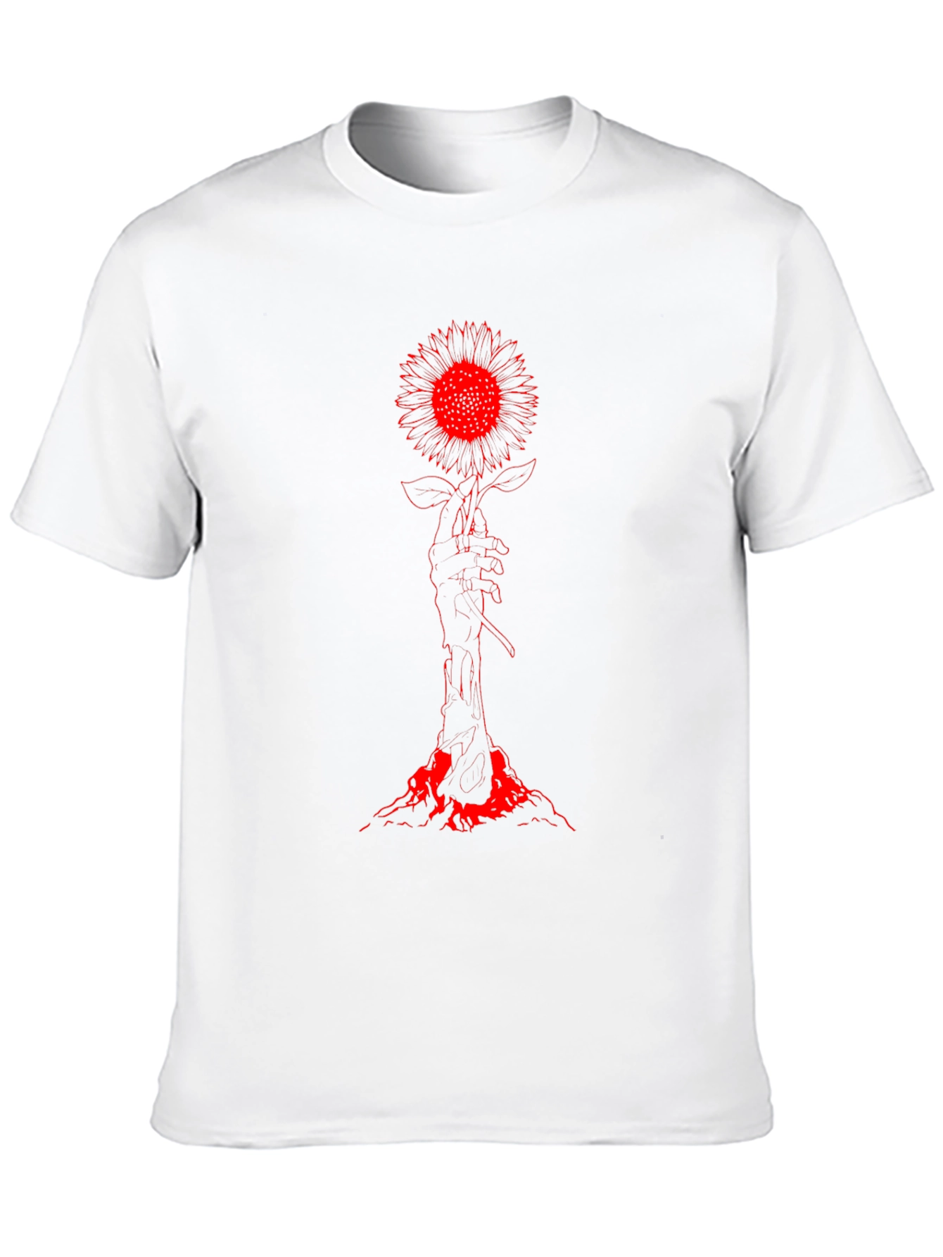 Red Sunflower Graphic Tee - Dark Aesthetic