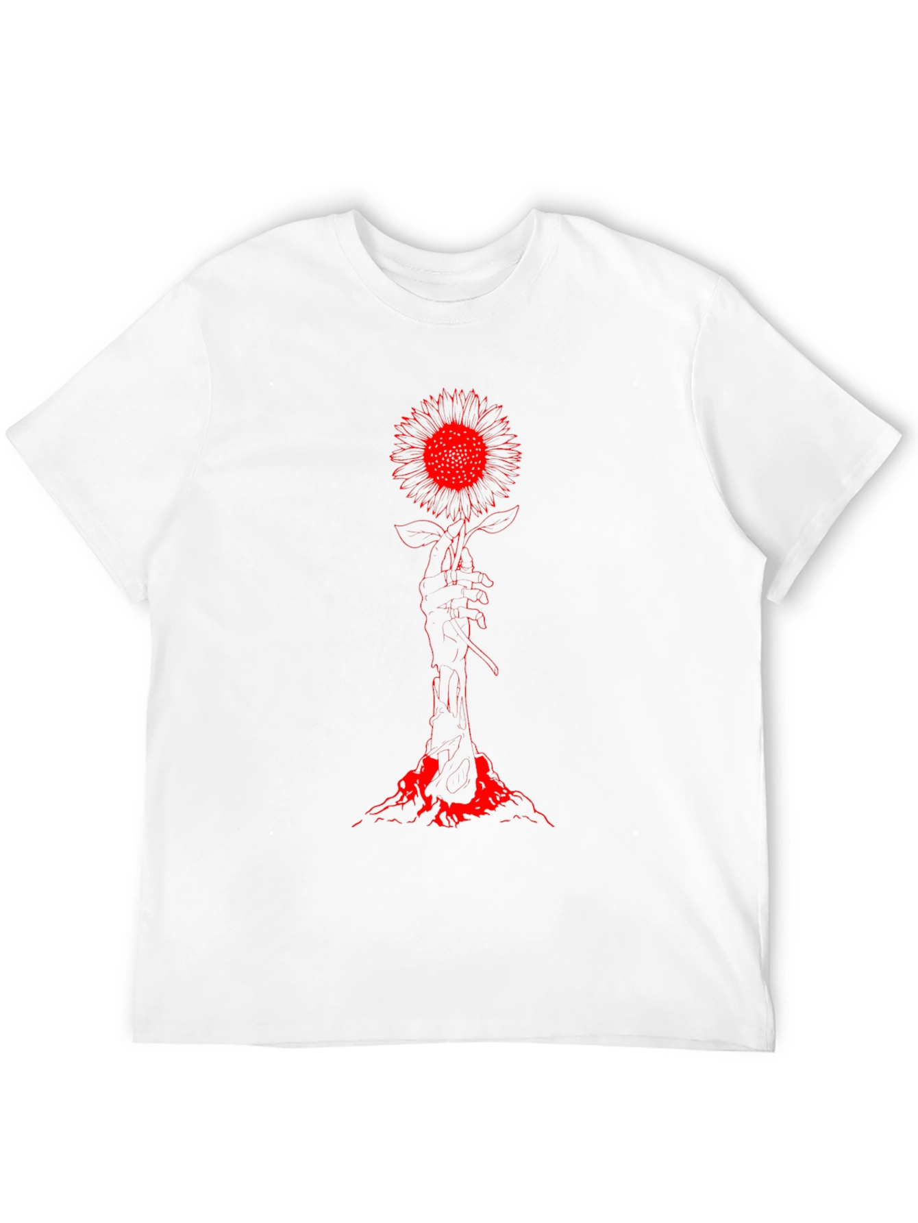 Red Sunflower Graphic Tee - Dark Aesthetic
