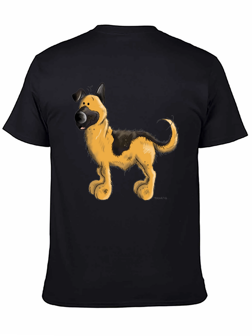 Cartoon Dog Graphic Tee - Black