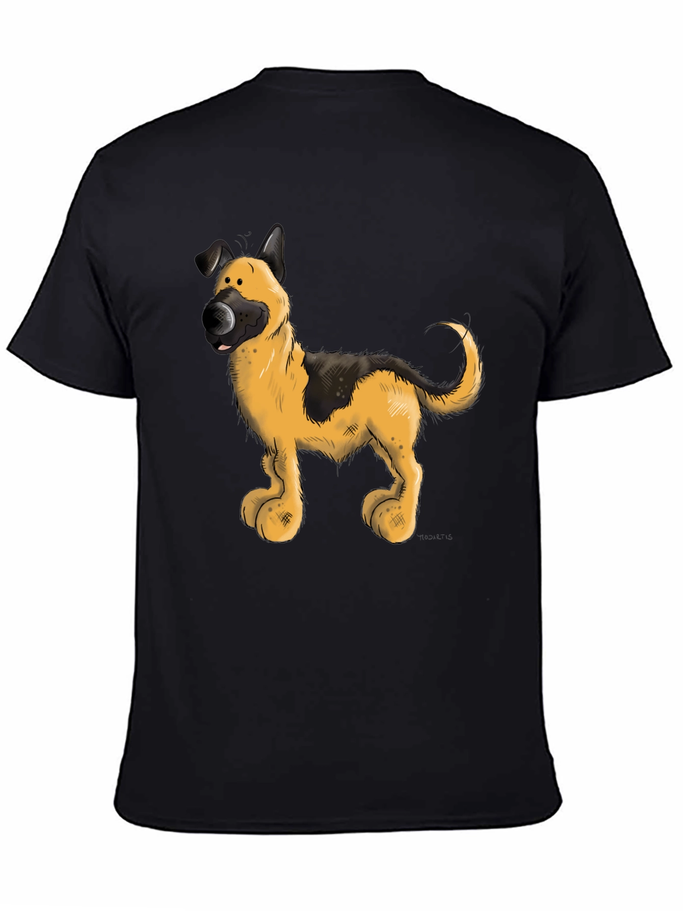 Cartoon Dog Graphic Tee - Black