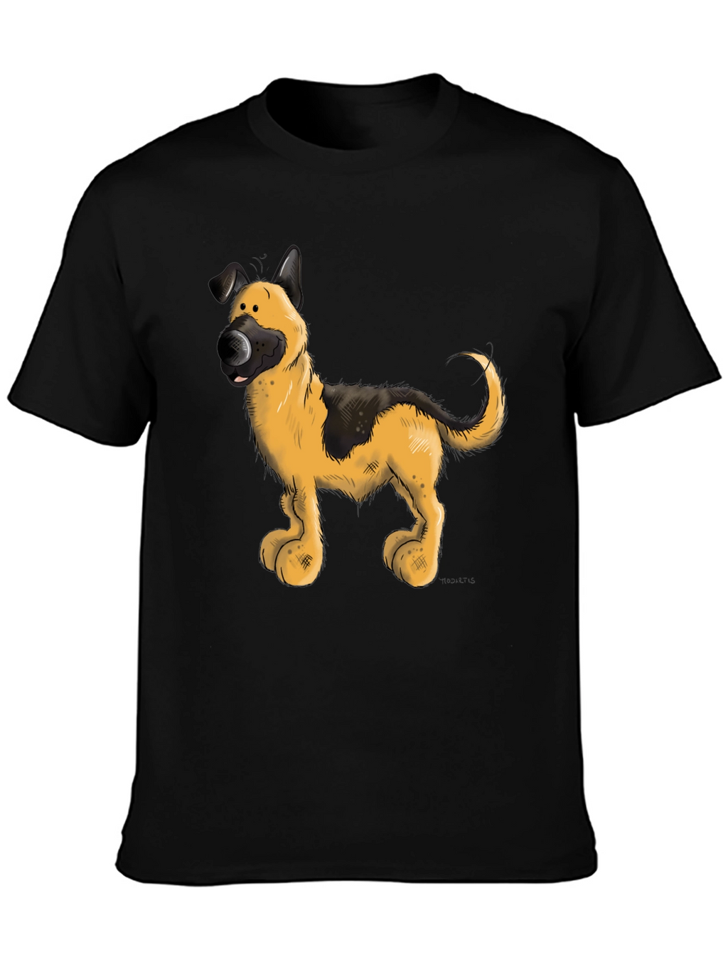 Cartoon Dog Graphic Tee - Black