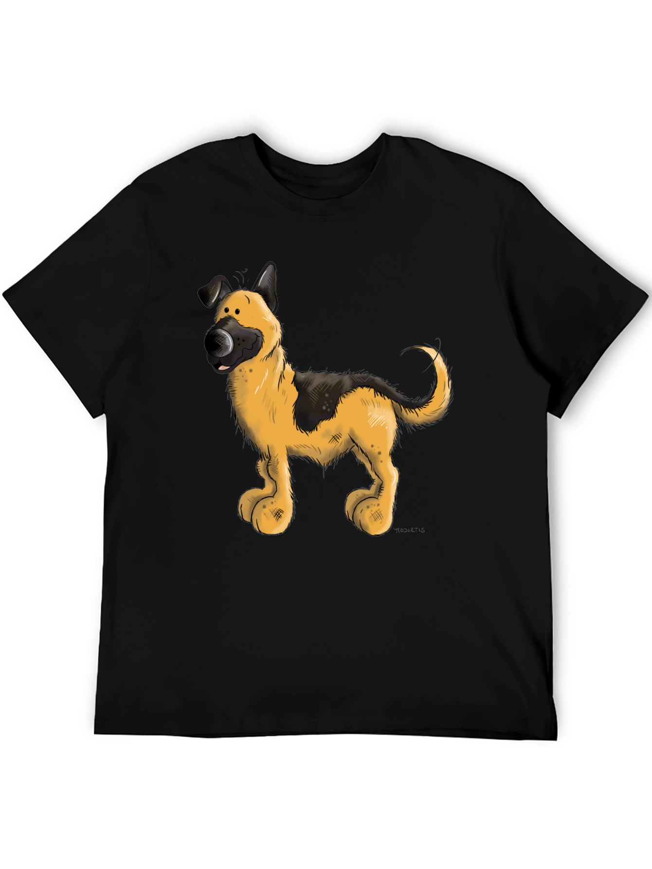Cartoon Dog Graphic Tee - Black