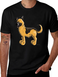 Cartoon Dog Graphic Tee - Black