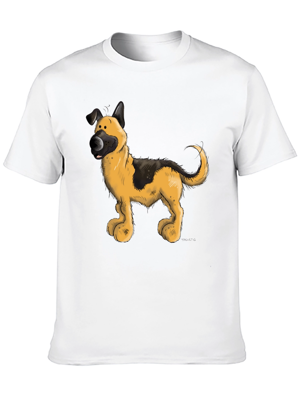 Cartoon Dog Graphic Tee - Black