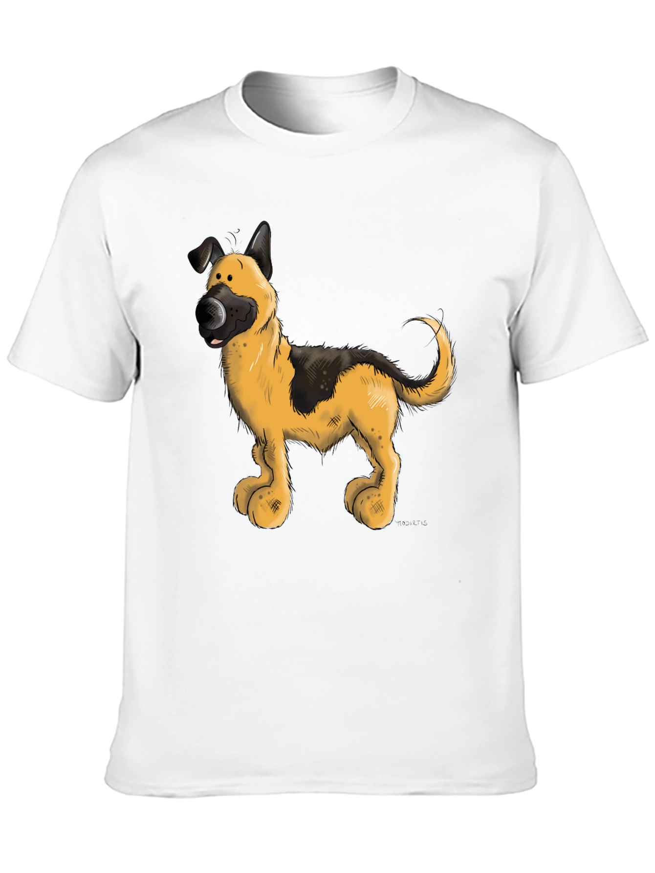 Cartoon Dog Graphic Tee - Black