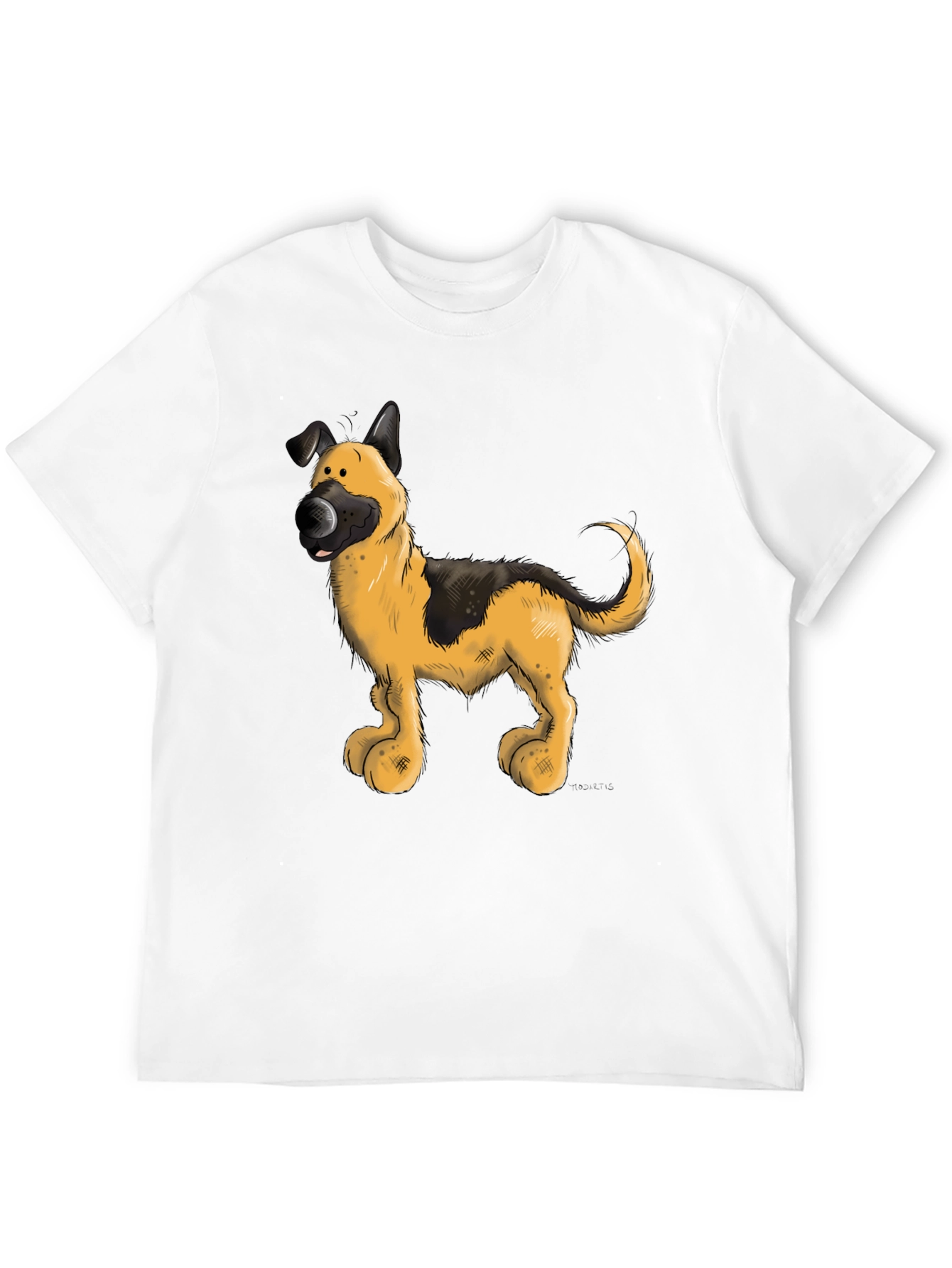 Cartoon Dog Graphic Tee - Black