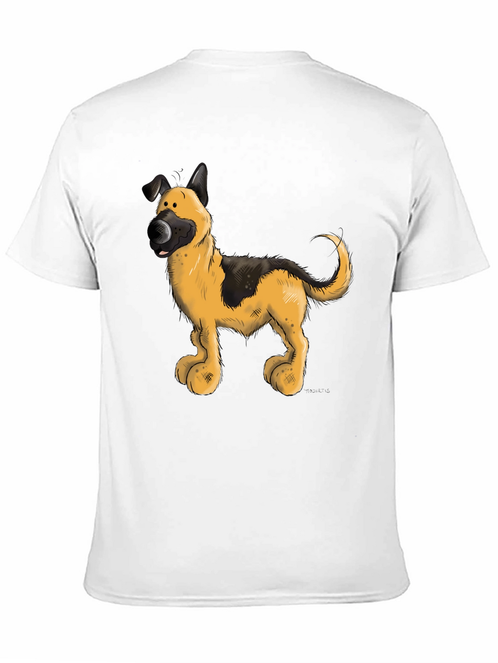 Cartoon Dog Graphic Tee - Black