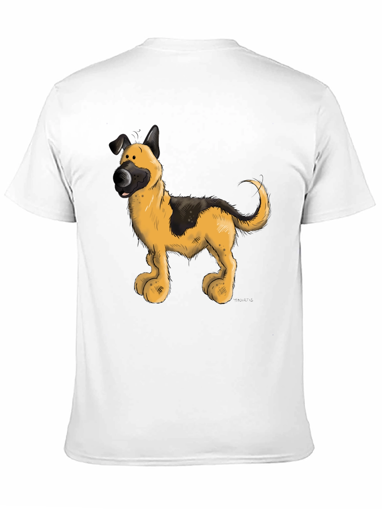 Cartoon Dog Graphic Tee - Black