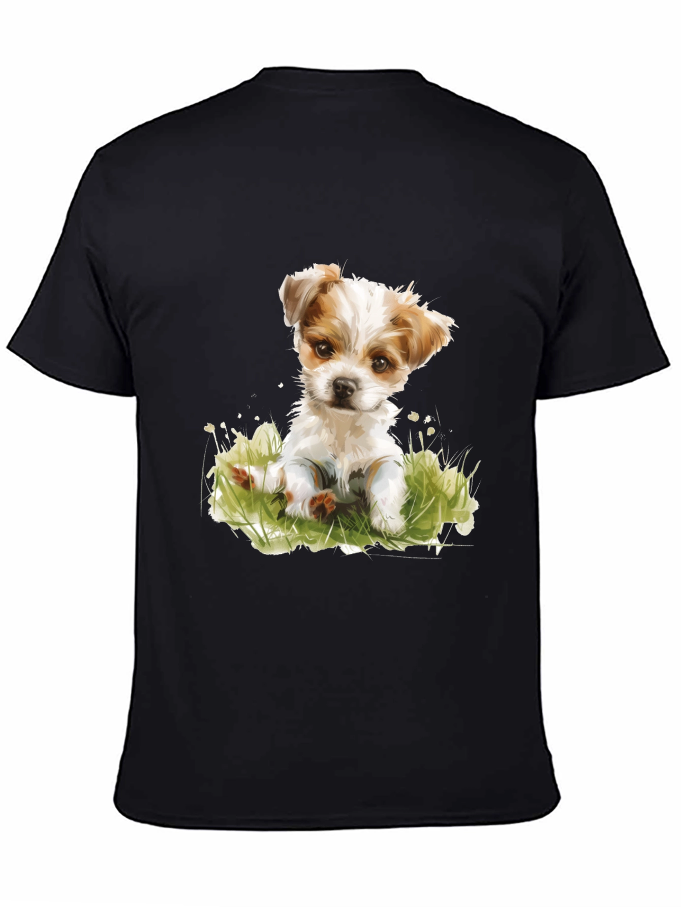 Cute Puppy Graphic T-Shirt - Black