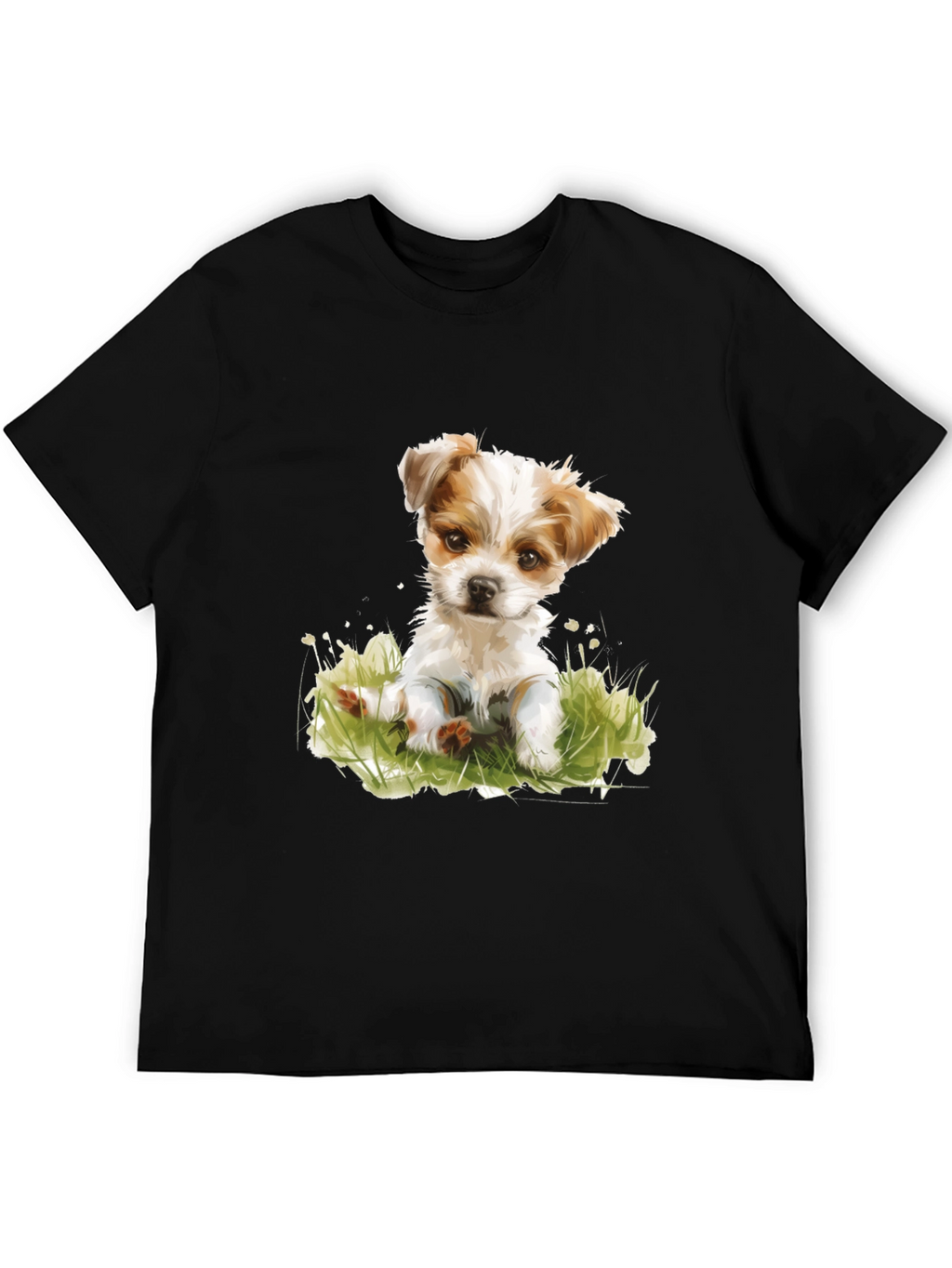 Cute Puppy Graphic T-Shirt - Black