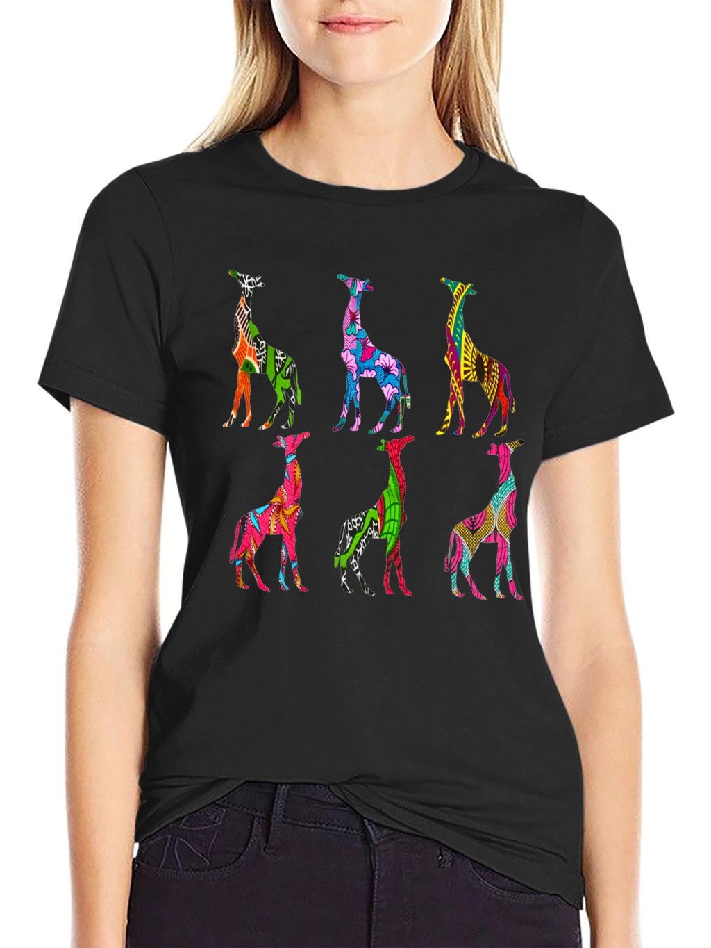 Vibrant Giraffe Pattern T-Shirt