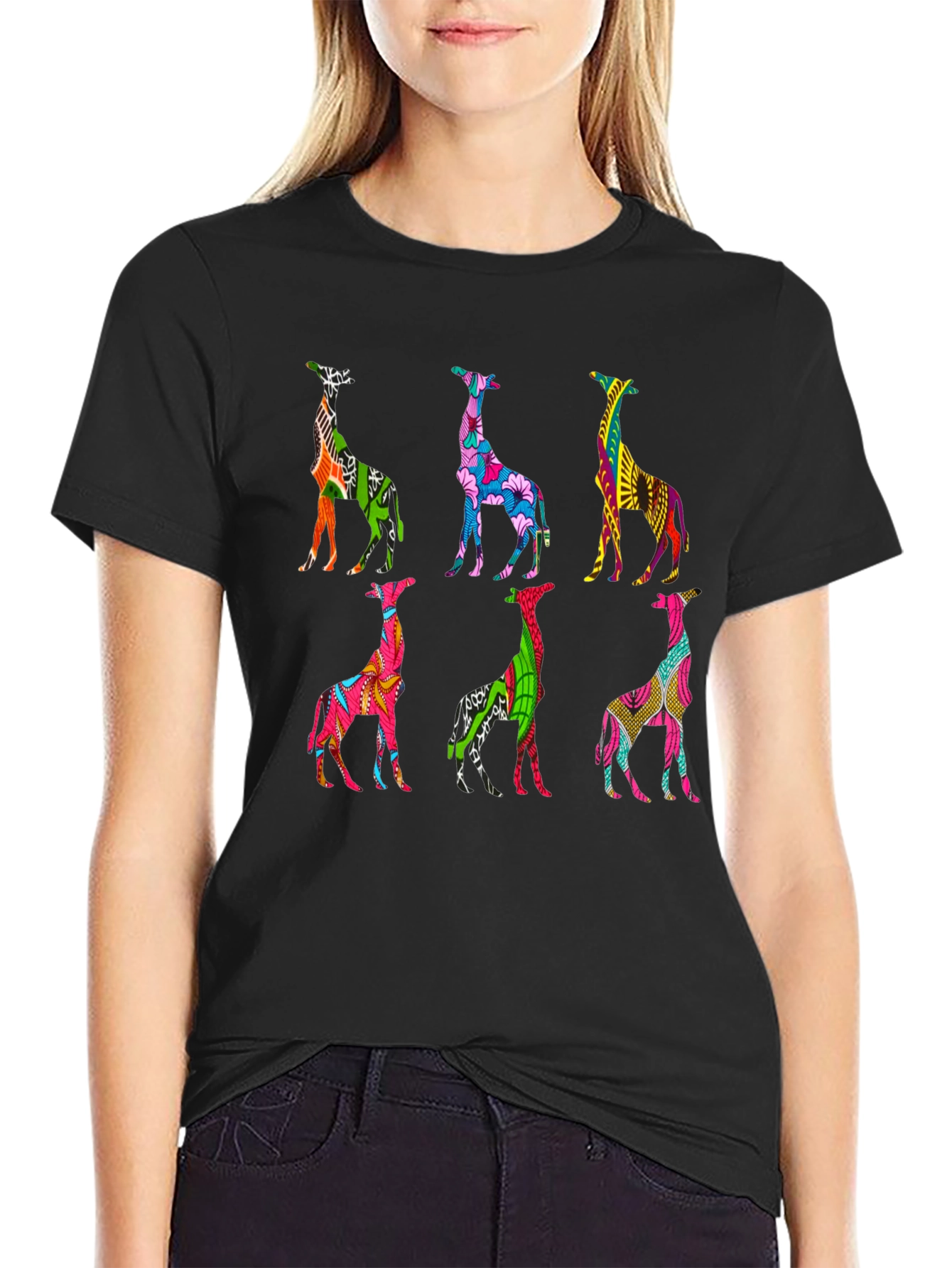 Vibrant Giraffe Pattern T-Shirt
