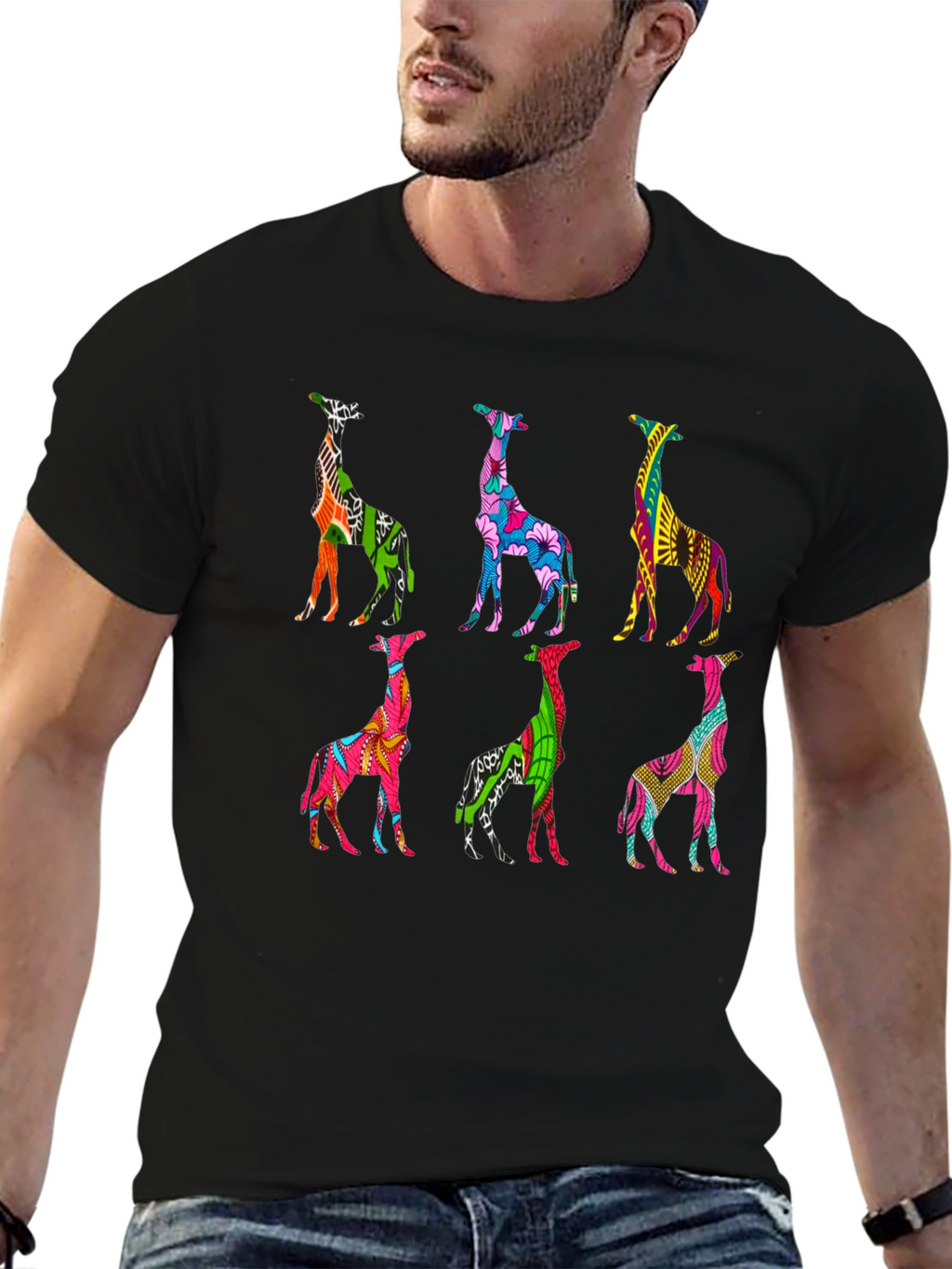 Vibrant Giraffe Pattern T-Shirt
