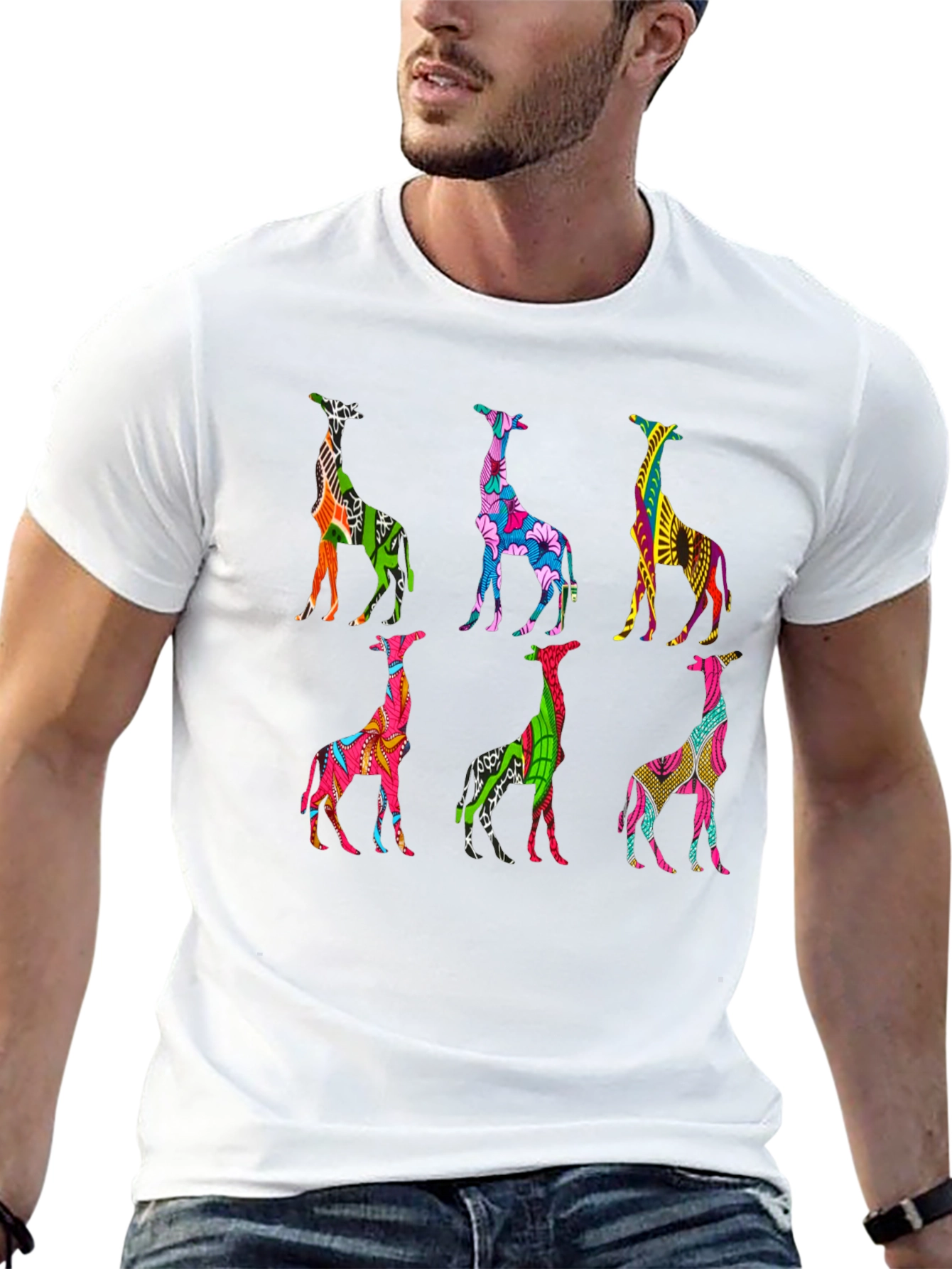 Vibrant Giraffe Pattern T-Shirt