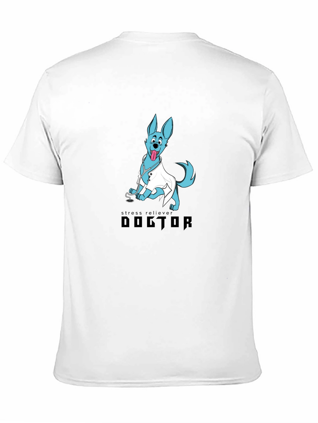 Doctor Dog Cartoon Graphic Black T-Shirt