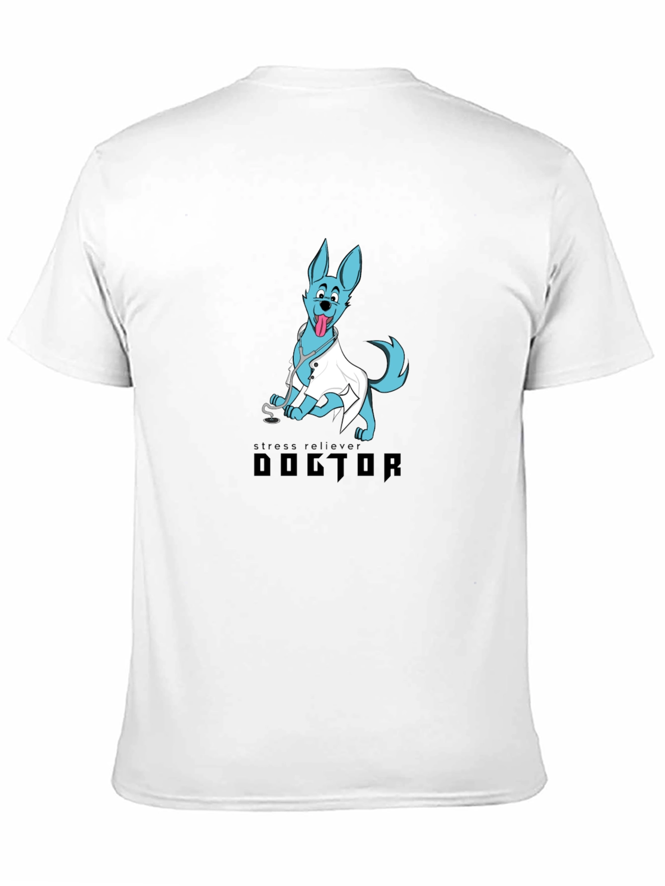 Doctor Dog Cartoon Graphic Black T-Shirt