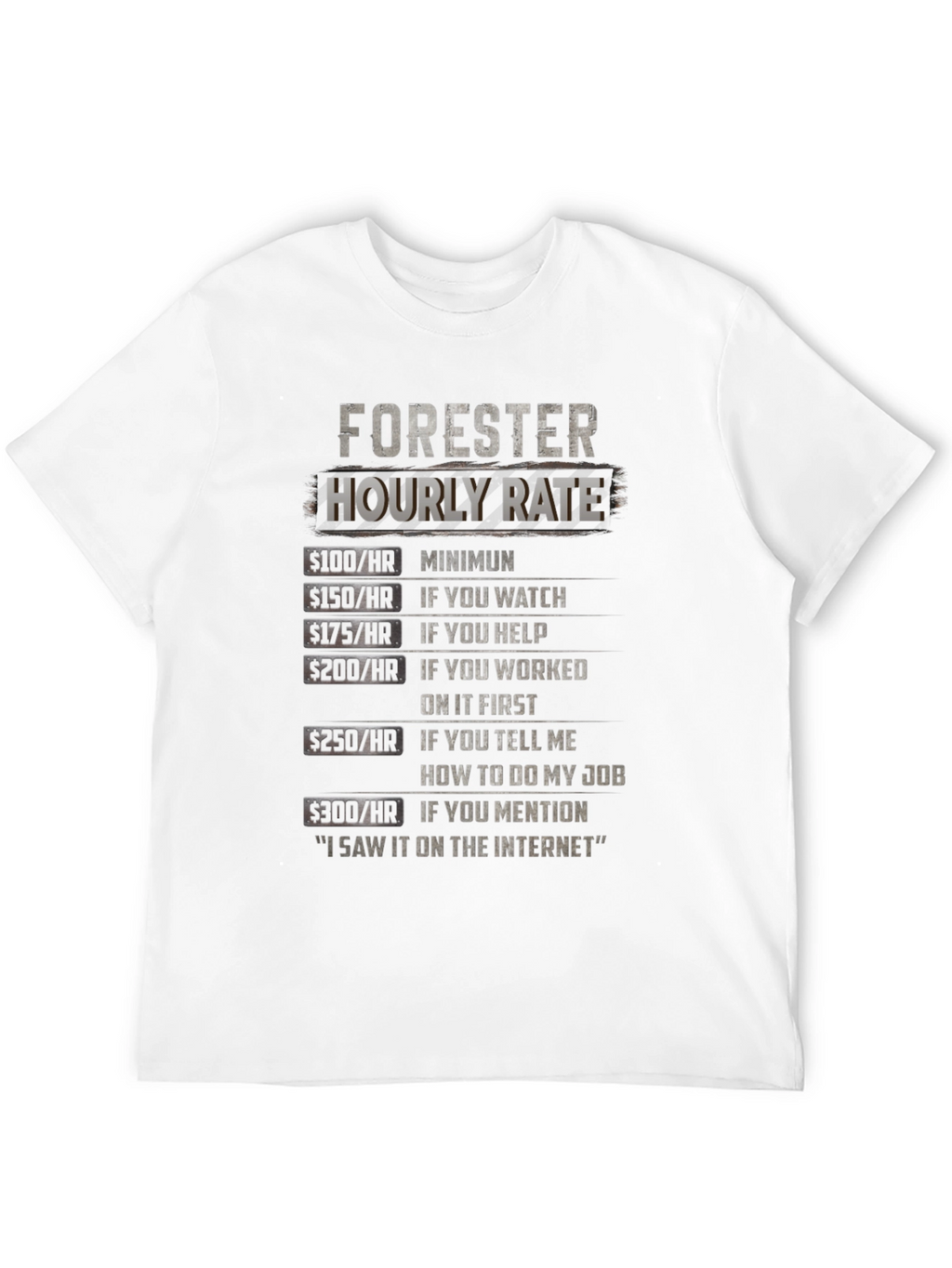 Forester Hourly Rate Black T-Shirt Funny