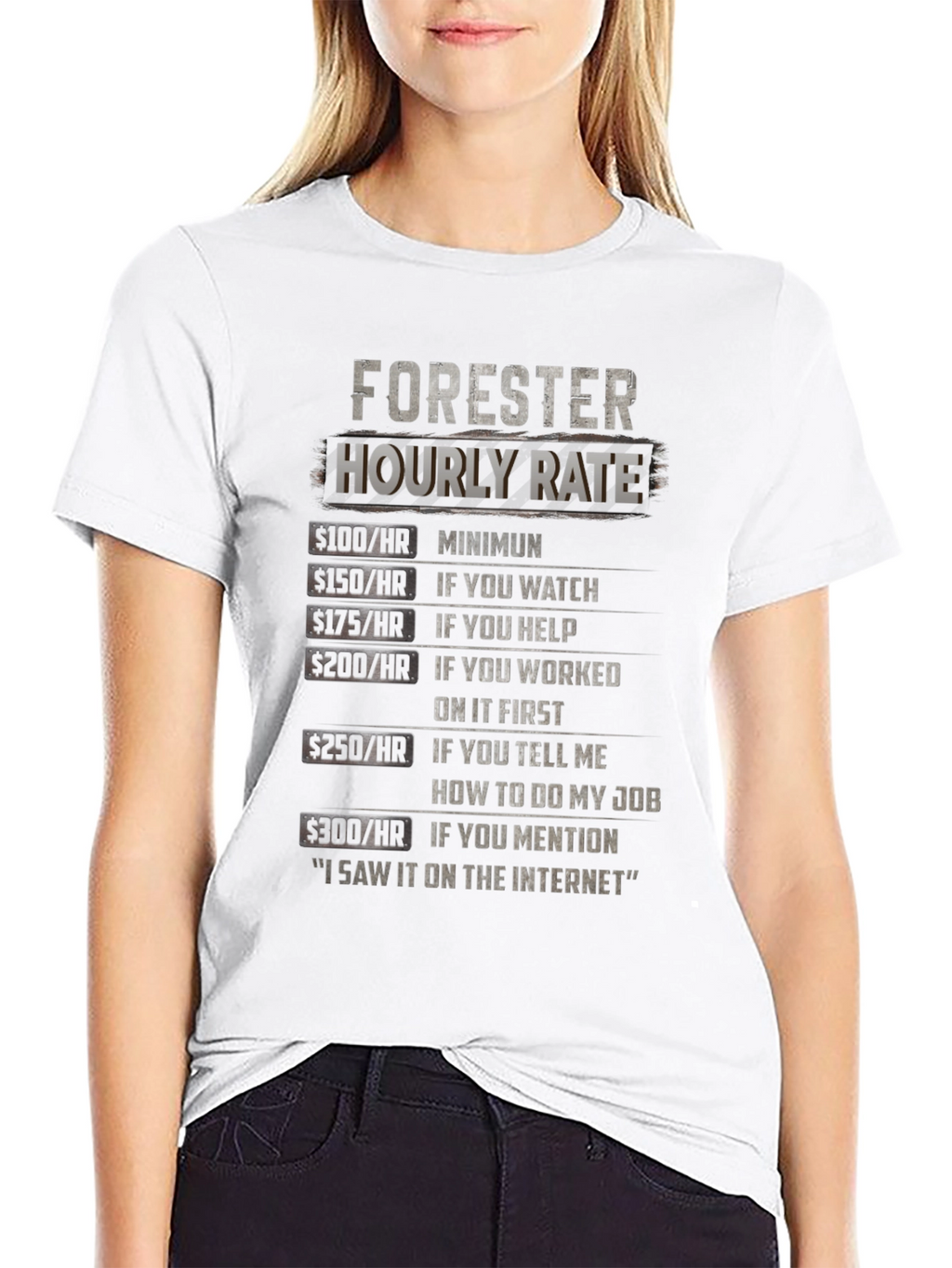 Forester Hourly Rate Black T-Shirt Funny