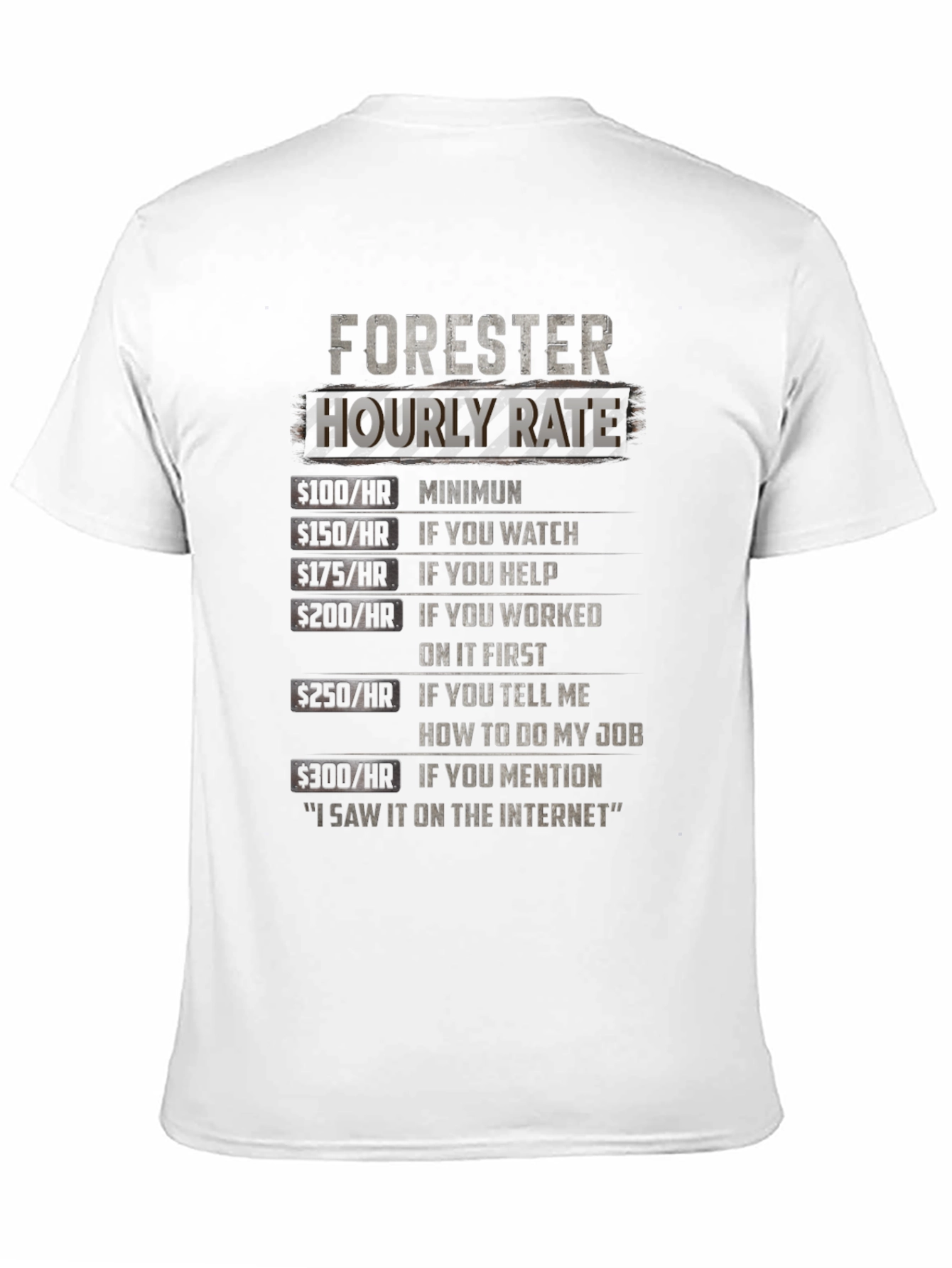Forester Hourly Rate Black T-Shirt Funny