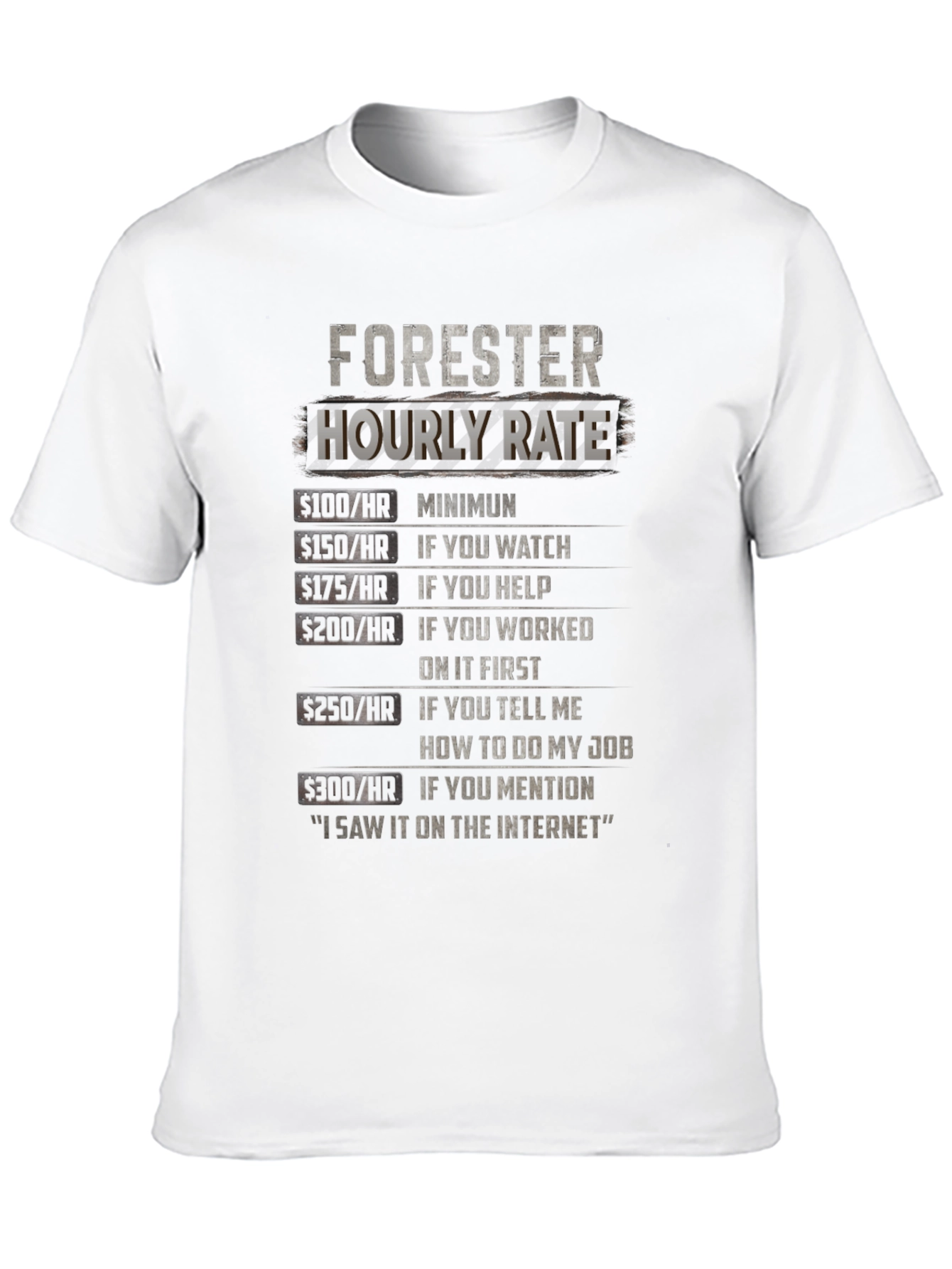 Forester Hourly Rate Black T-Shirt Funny