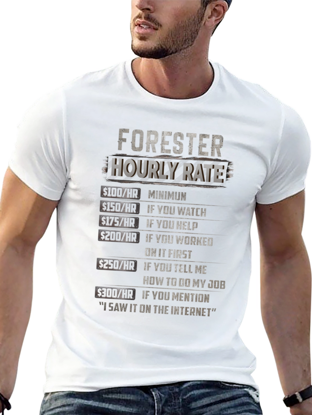 Forester Hourly Rate Black T-Shirt Funny