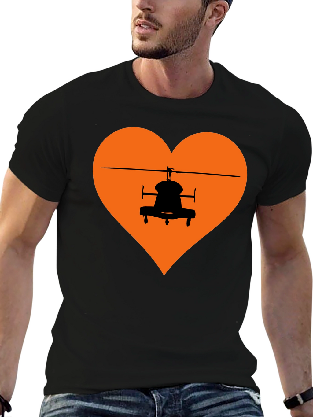 Helicopter Heart Graphic Tee - Black T-Shirt