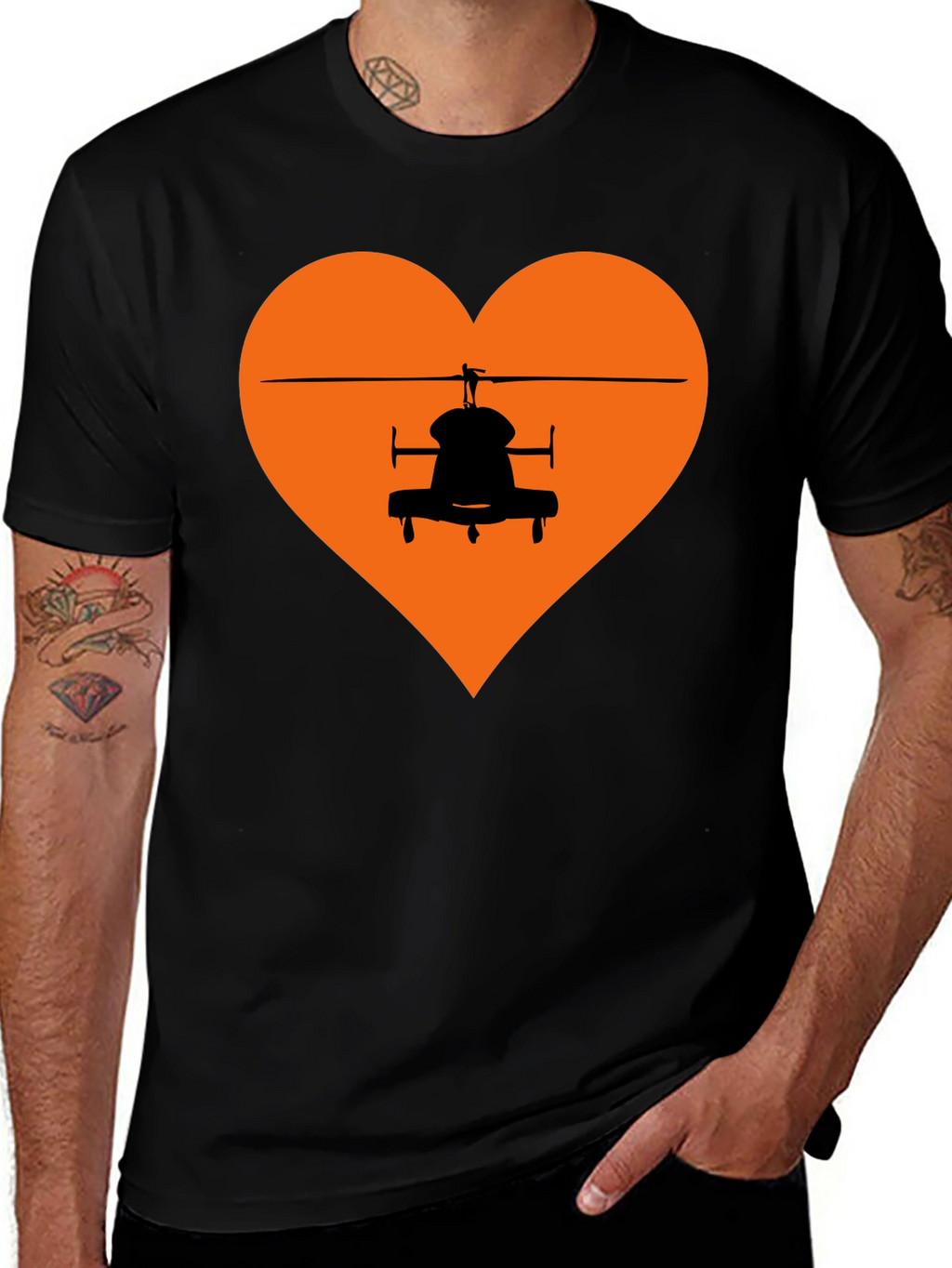 Helicopter Heart Graphic Tee - Black T-Shirt