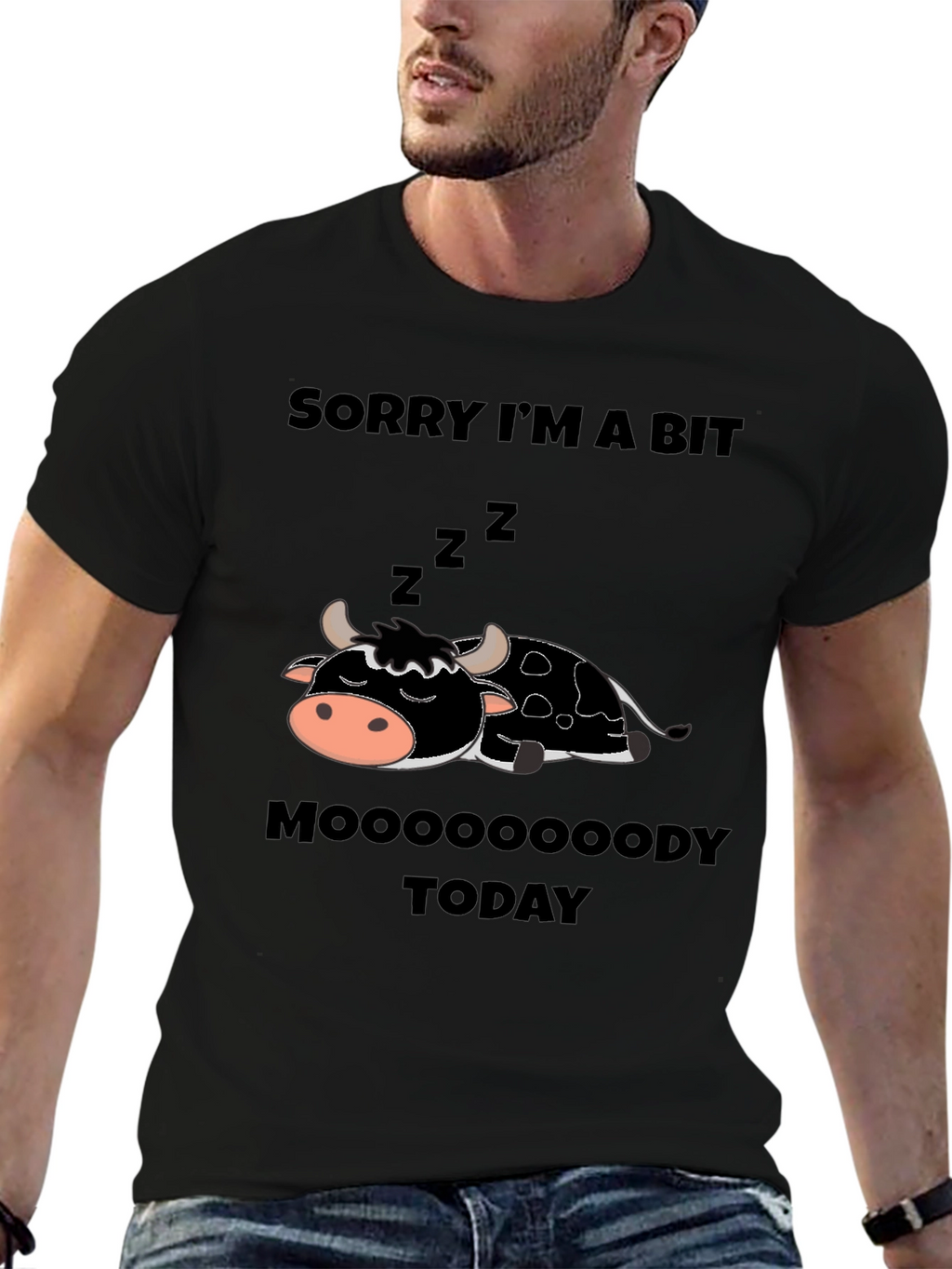 Moody Cow Graphic Tee - Funny Novelty Shirt